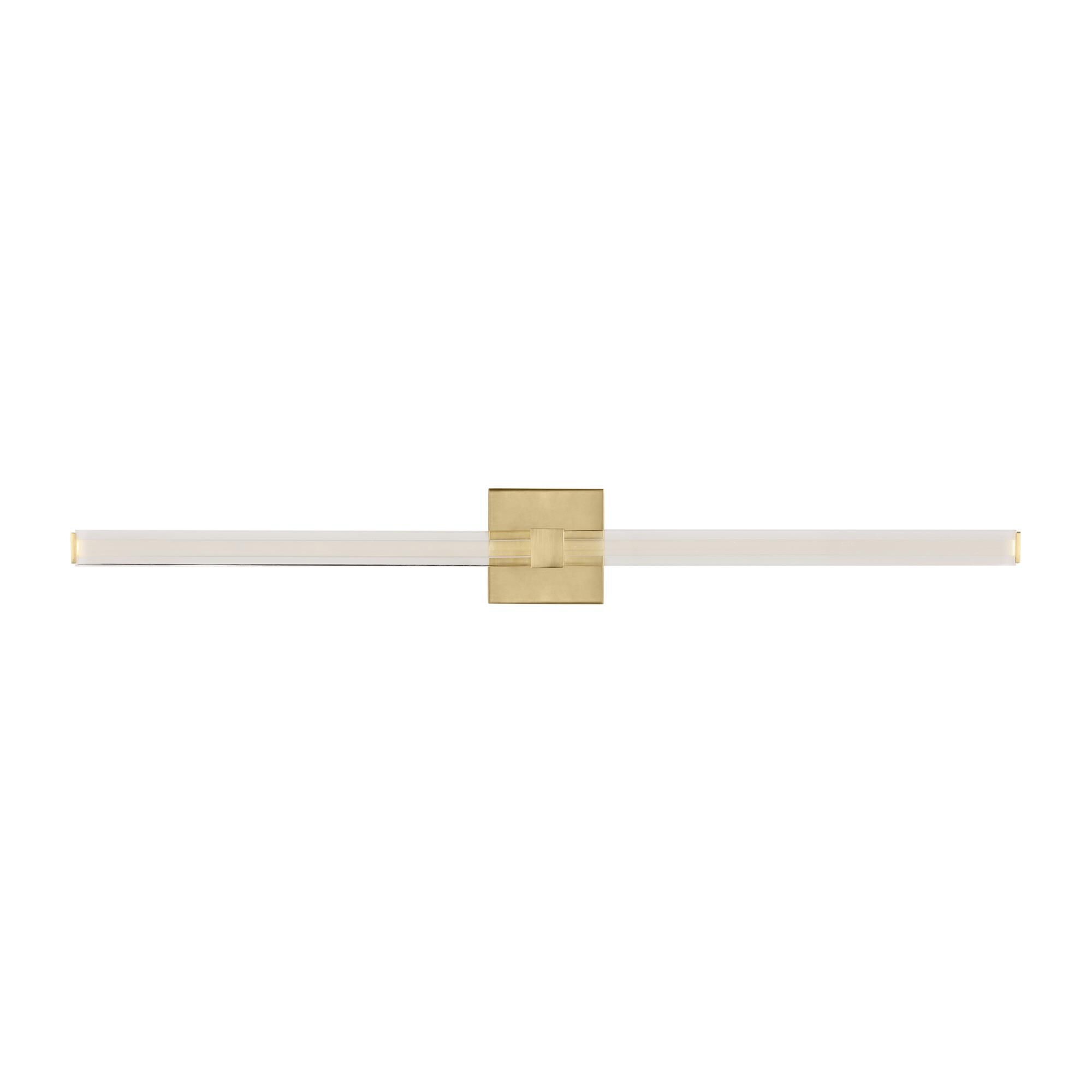 Shown in Hand-Rubbed Antique Brass finish and Clear Acrylic glass