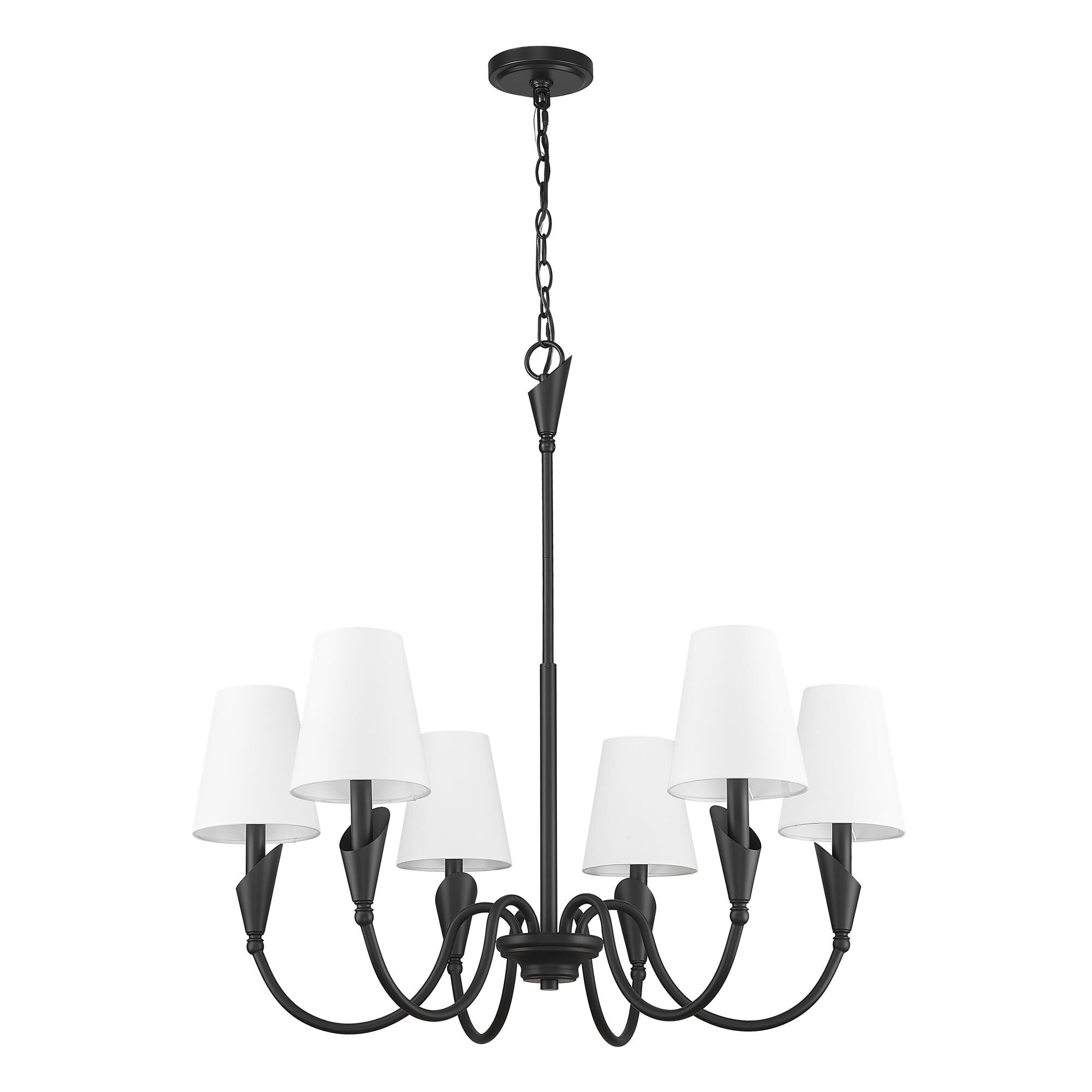 Shown in Matte Black finish and White glass and White shade