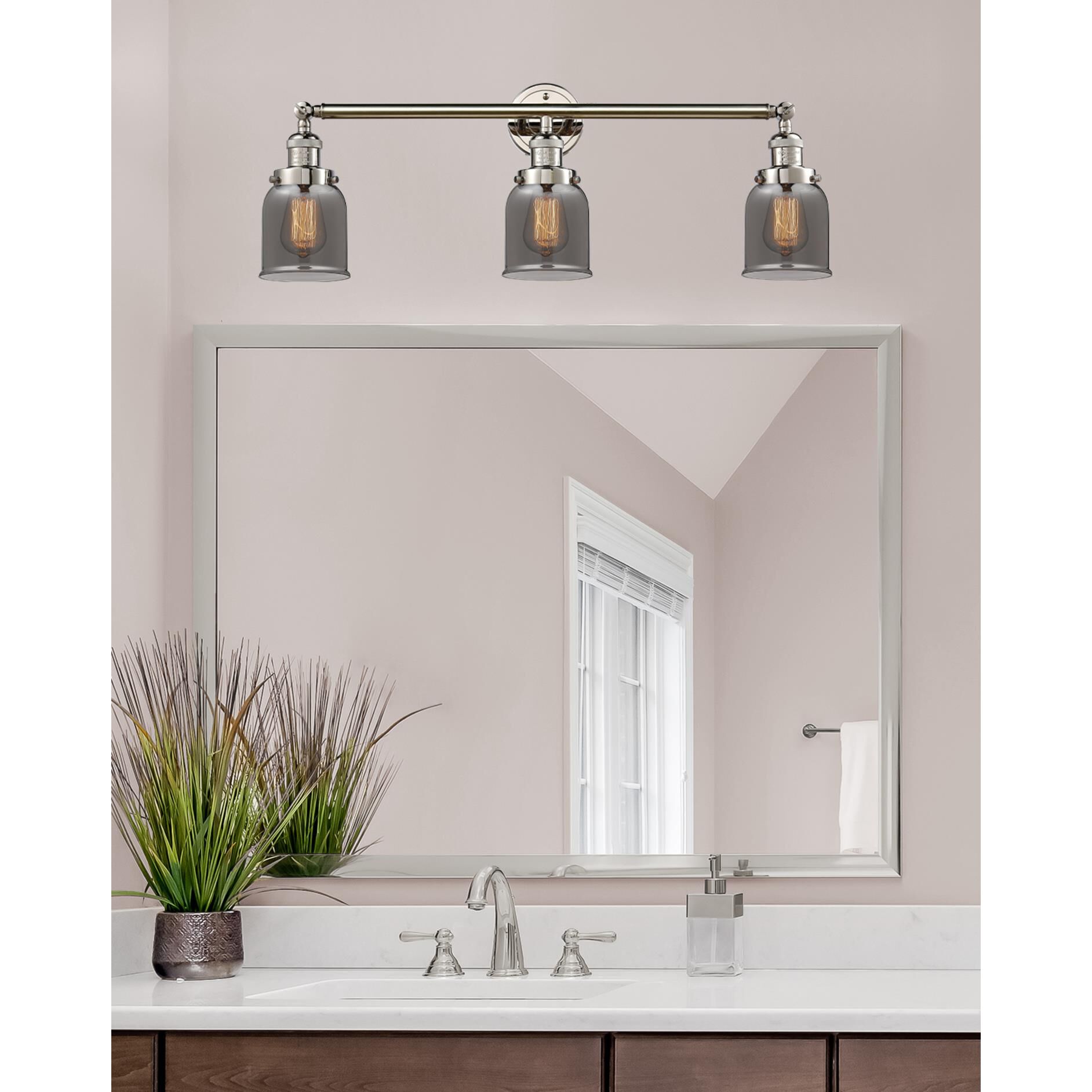 Shown in Polished Nickel finish and Plated Smoked glass