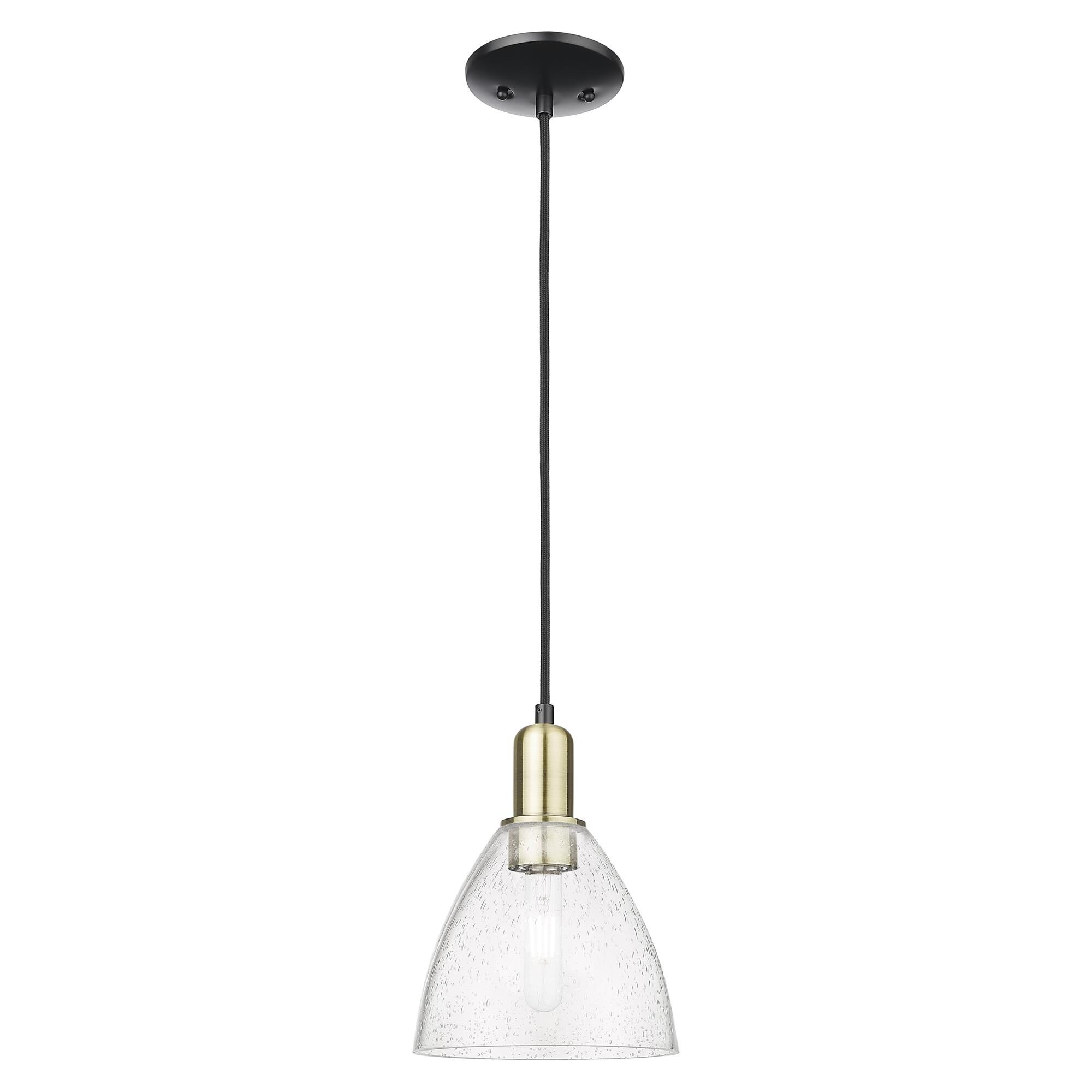 Shown in Black Antique Brass finish and Seedy glass