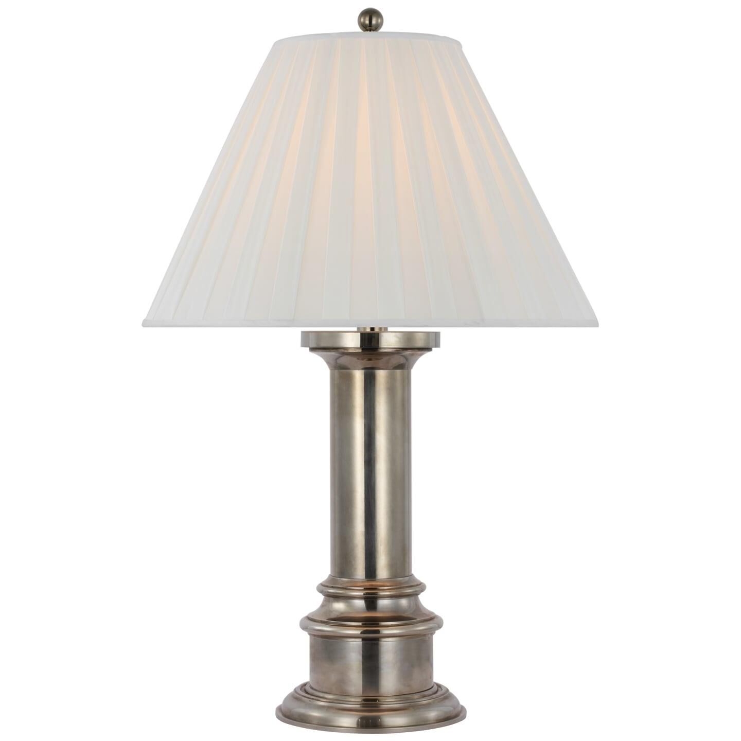 Shown in Butler's Silver finish and Silk Box Pleat shade