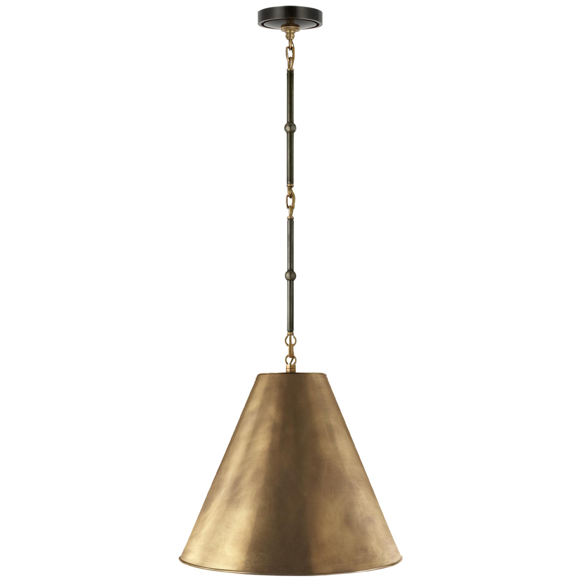 Shown in Bronze With Antique Brass finish and Antique Brass shade
