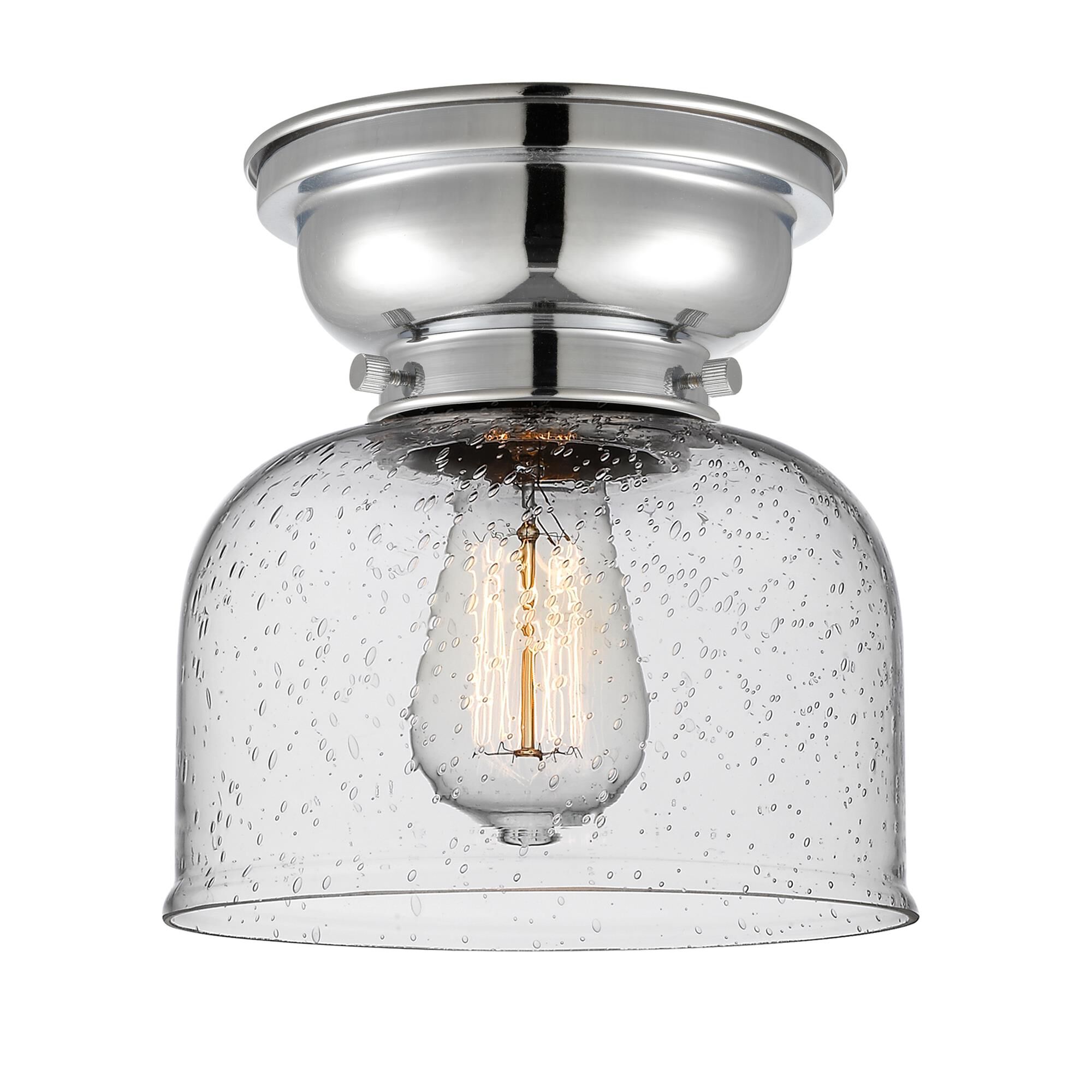 Shown in Polished Chrome finish and Bell glass and Glass shade