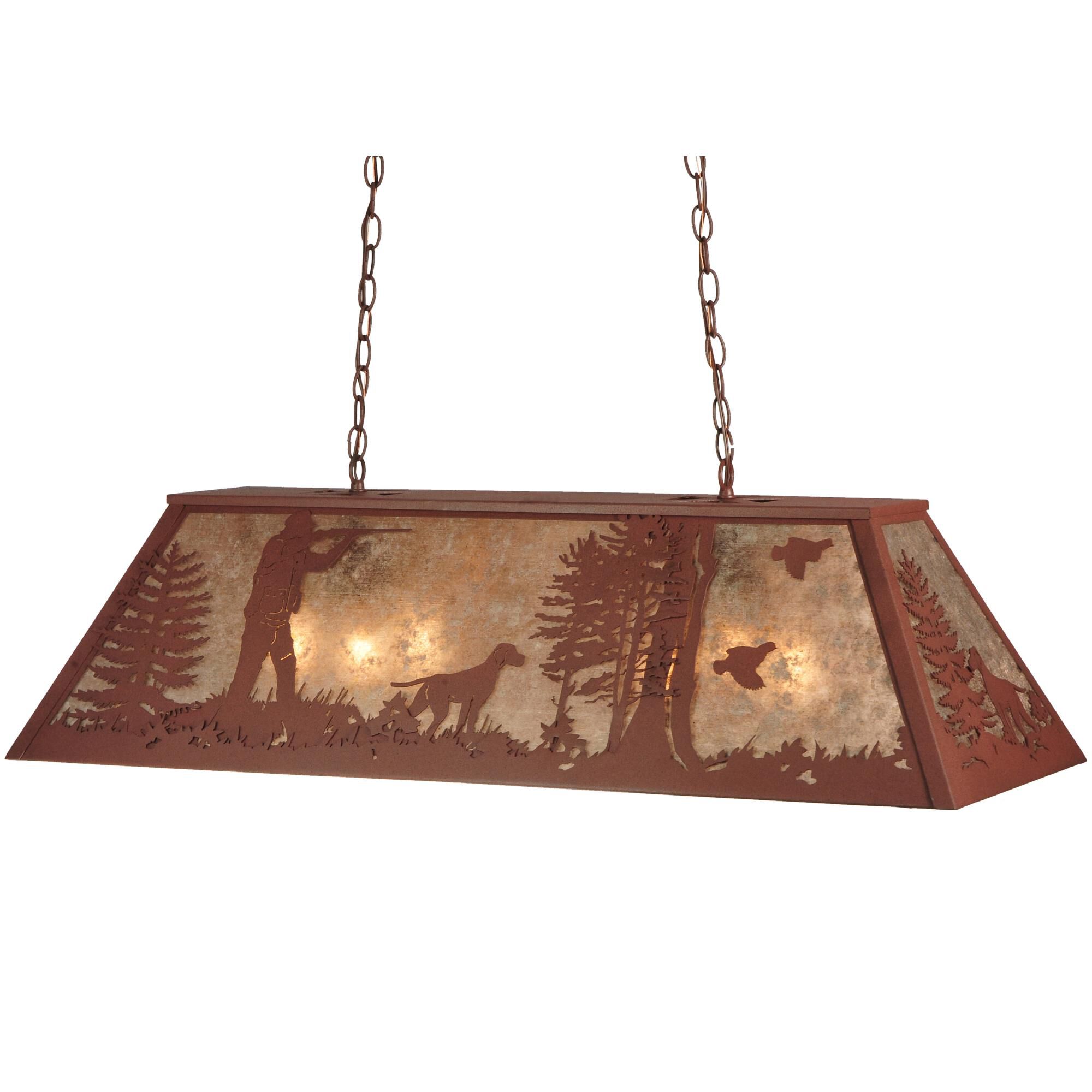 Quail Hunter With Dog 42 Inch 6 Light Linear Suspension Light by Meyda Lighting