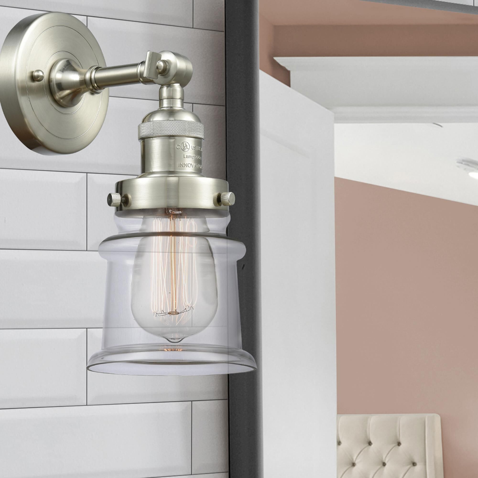 Shown in Brushed Satin Nickel finish and Clear glass