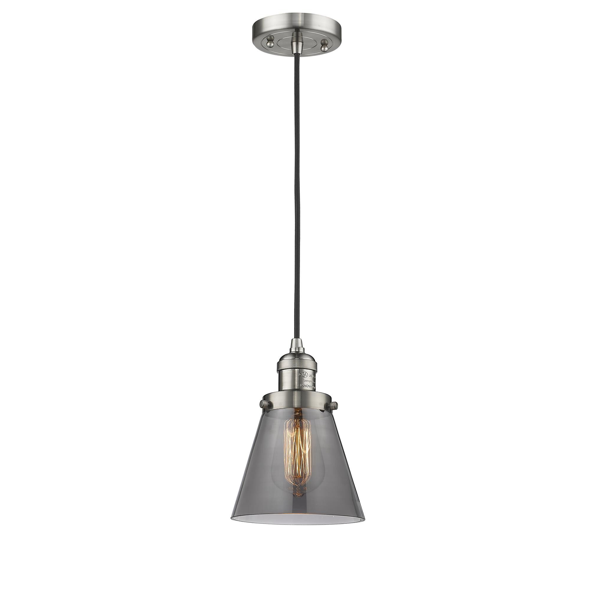 Shown in Brushed Satin Nickel finish and Smoked glass