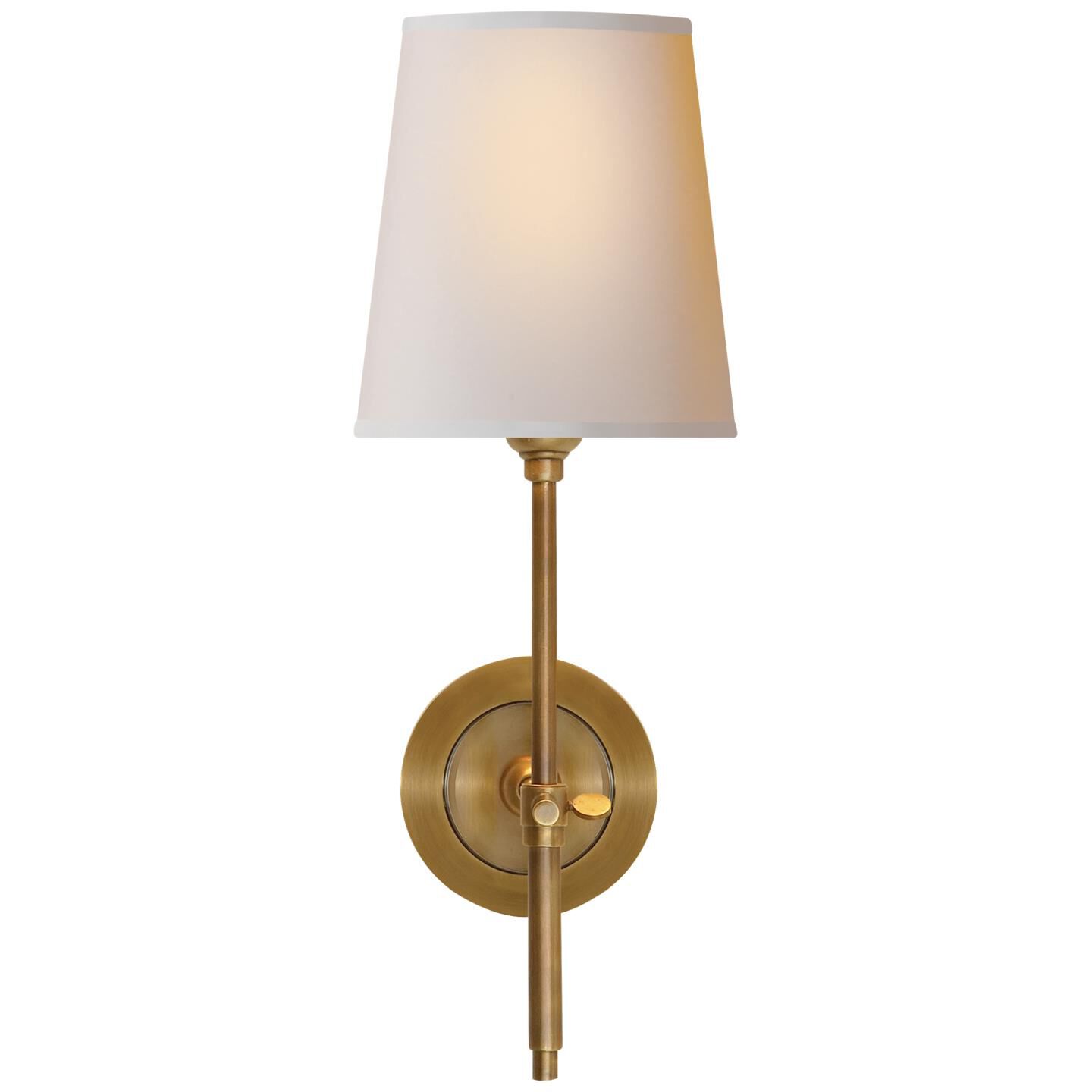 Shown in Hand-Rubbed Antique Brass finish and Natural Paper shade