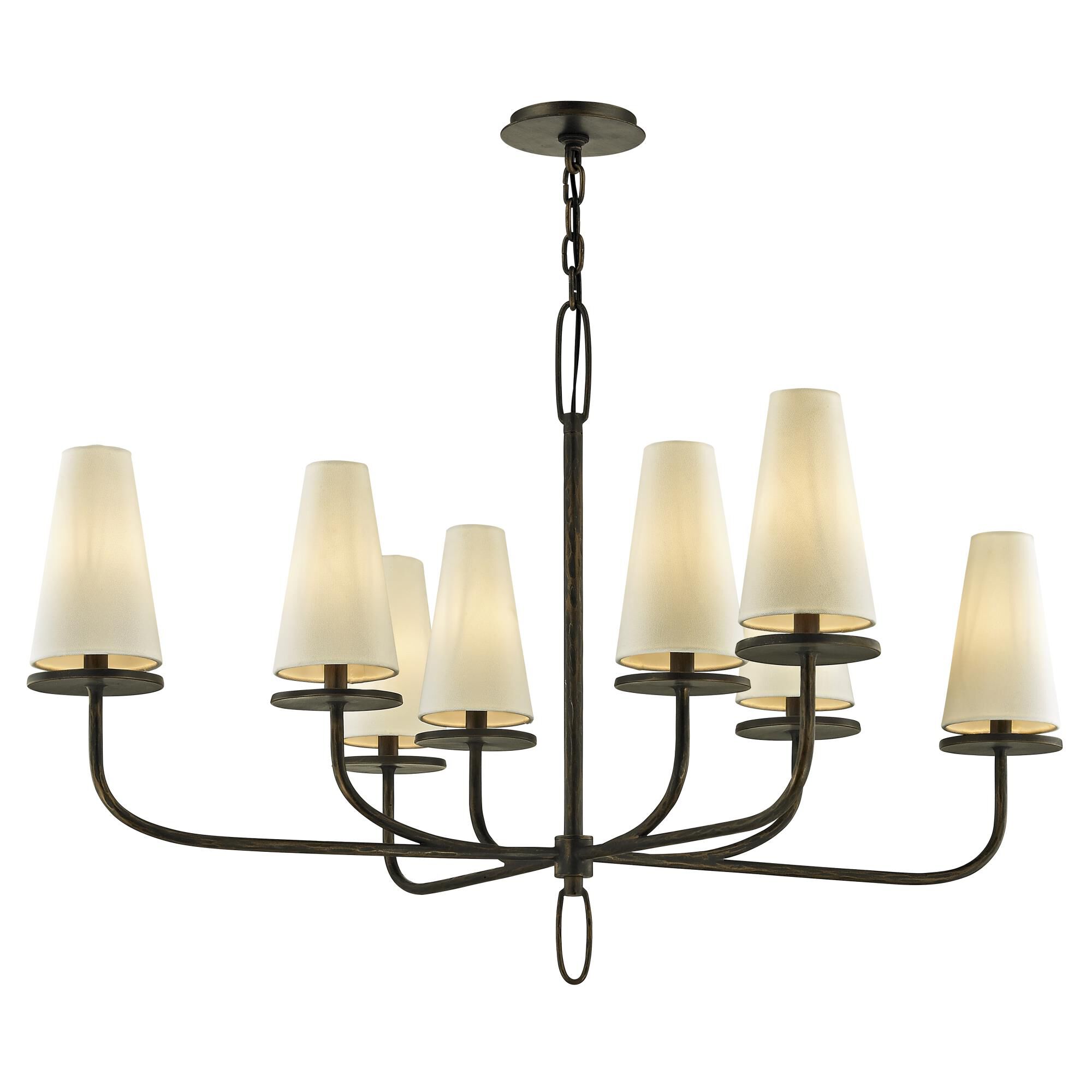 Shown in Pompeii Bronze finish and Off-White glass and Hardback Cotton shade
