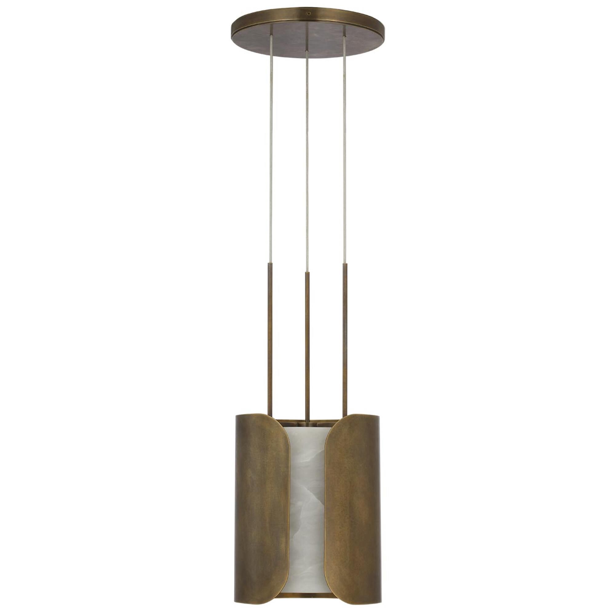 Shown in Mottled Brass finish and Alabaster shade