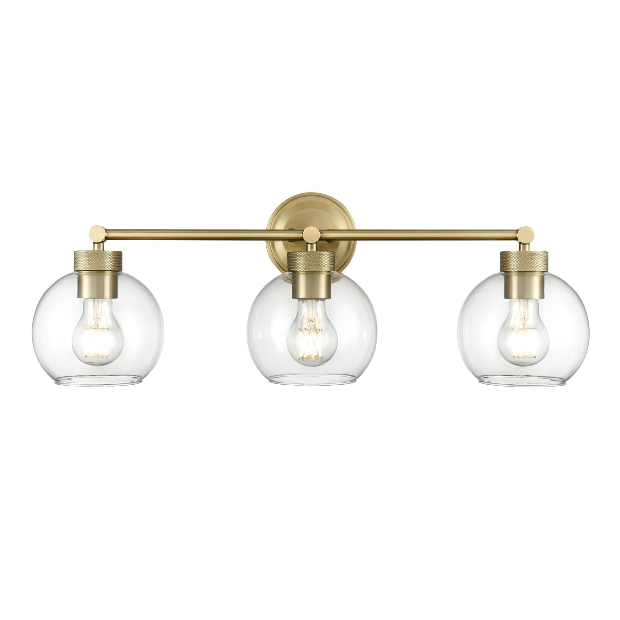 Shown in Vintage Brass finish and Clear glass