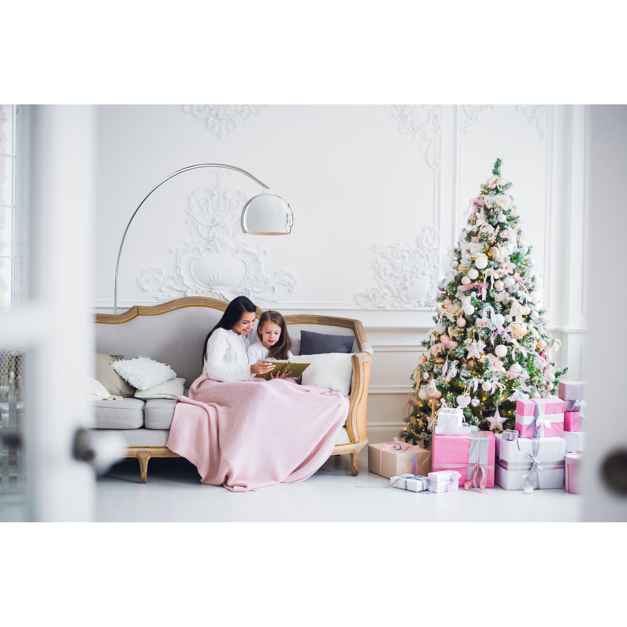 Shown in Chrome finish and Metal shade and White Marble Base accent