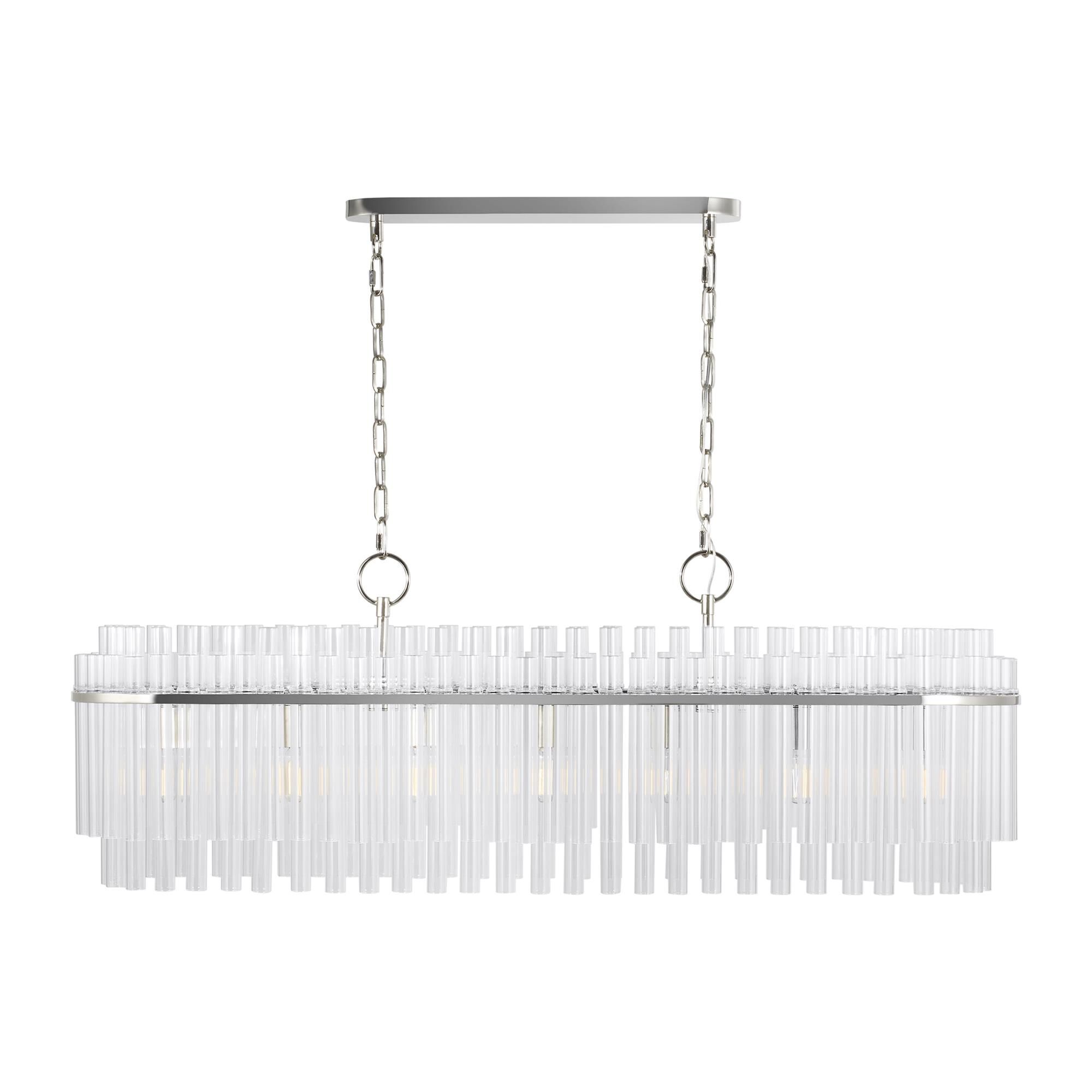 Shown in Polished Nickel finish and Clear Tubes glass