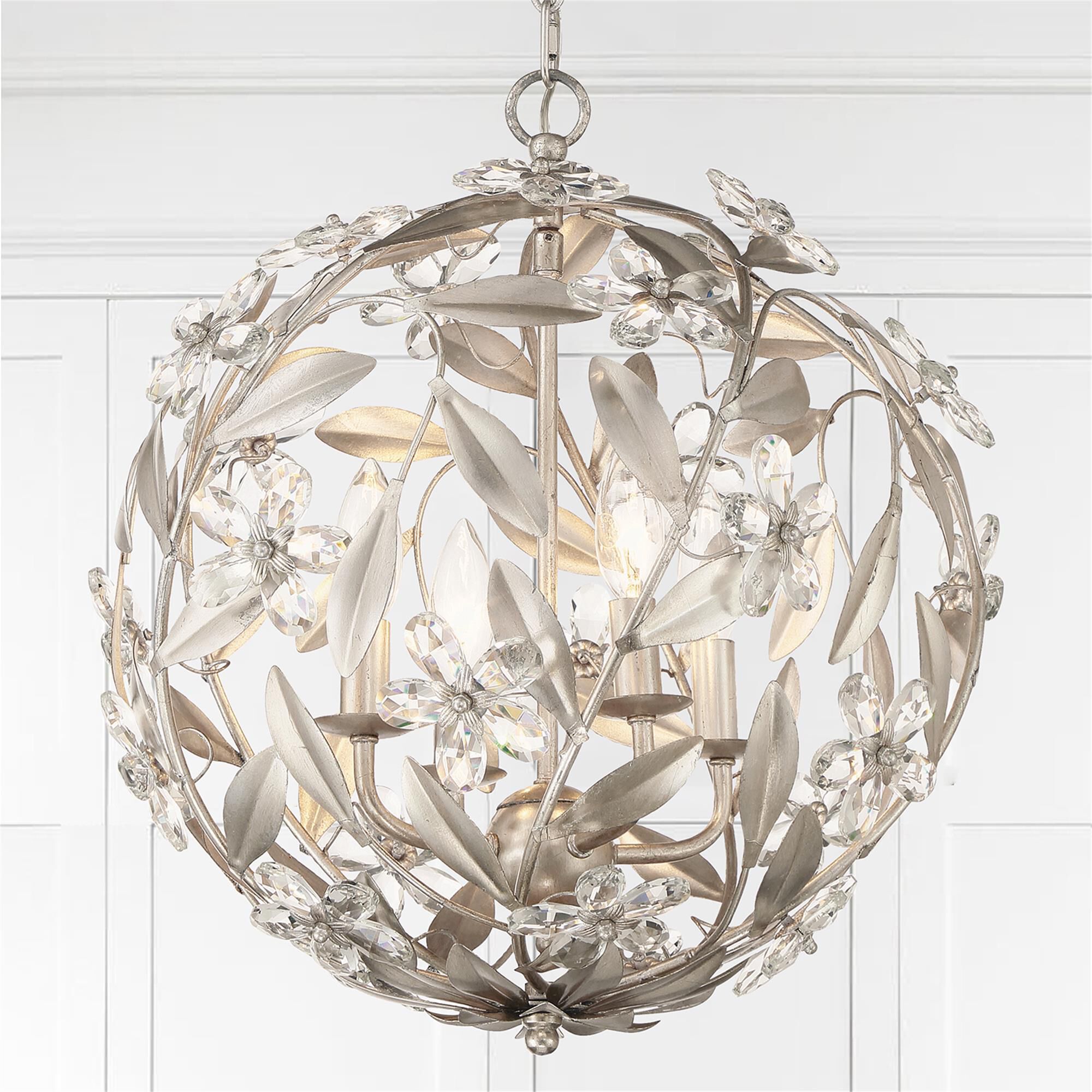 Shown in Antique Silver finish and Hand Cut crystal