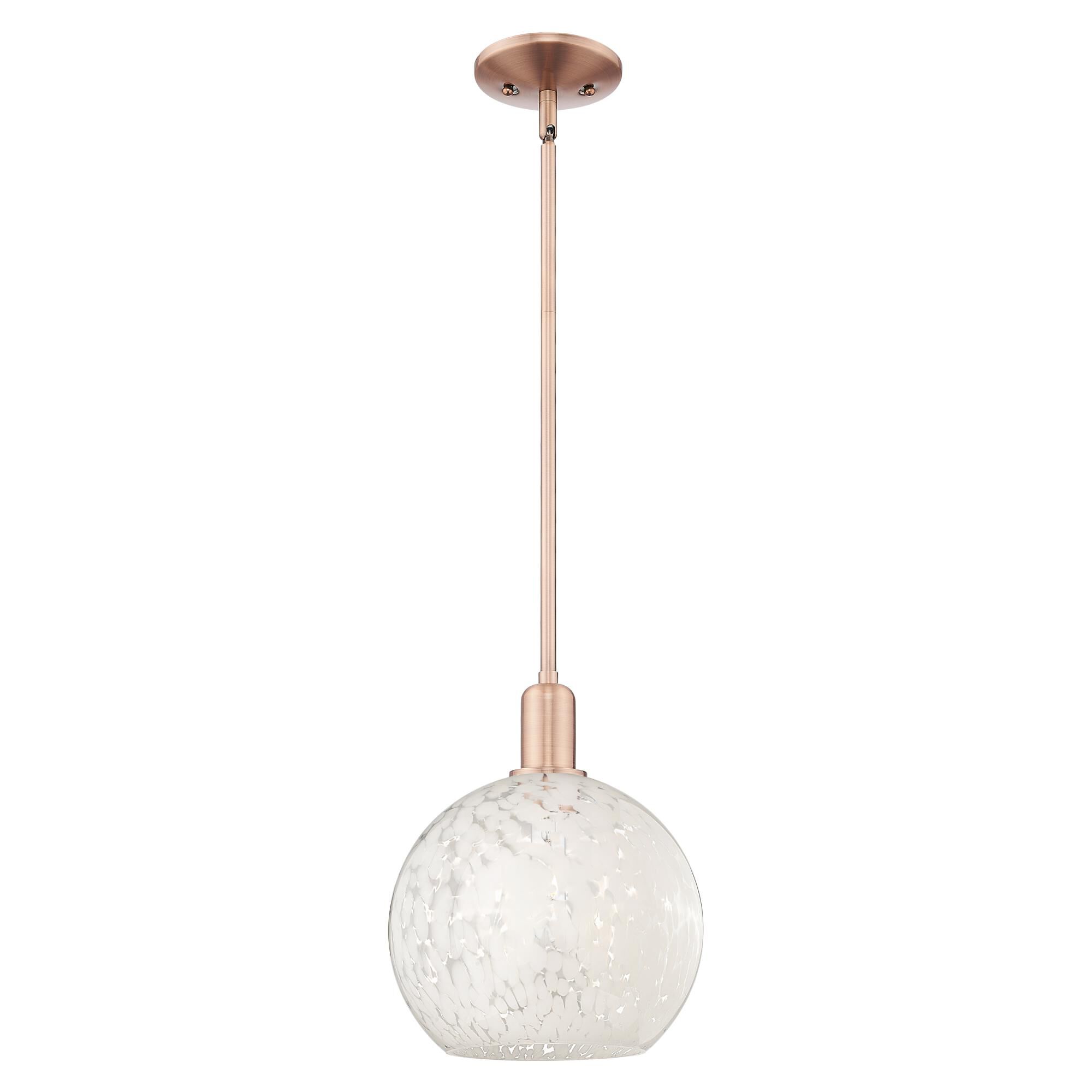 Shown in Antique Copper finish and White Mouchette glass