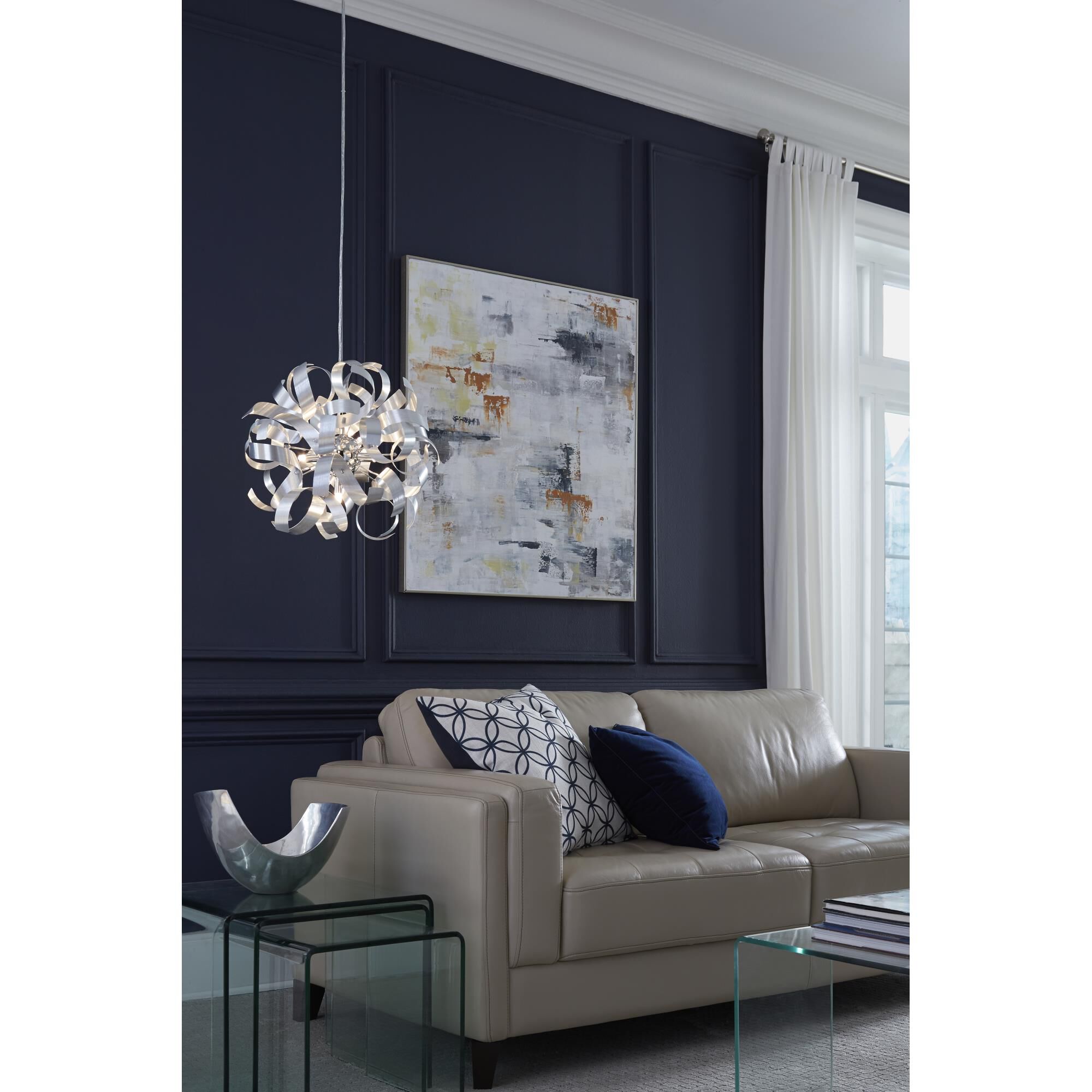 Platinum Collection Ribbons 17 Inch Large Pendant by Quoizel