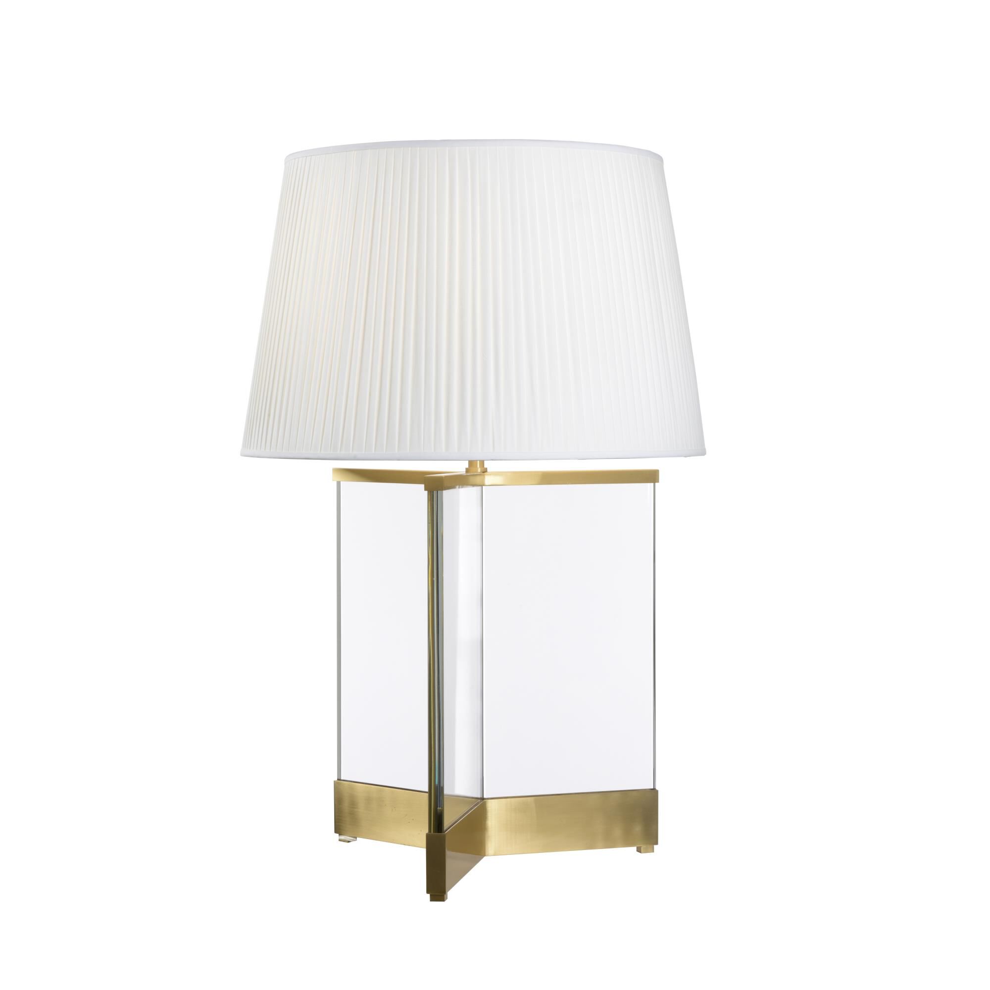 Shown in Brushed Brass and Transparent finish and Crystal glass