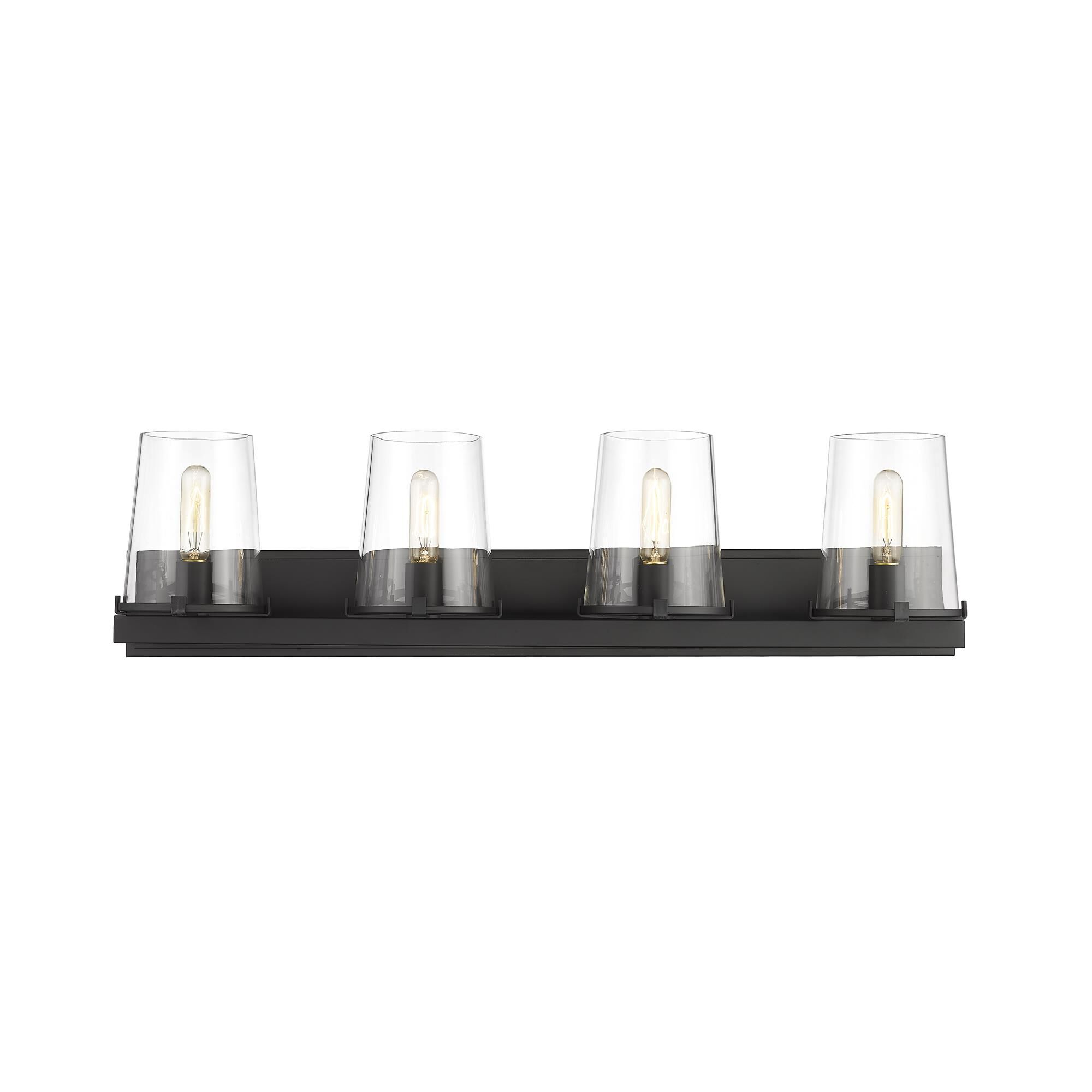 Shown in Matte Black finish and Glass shade