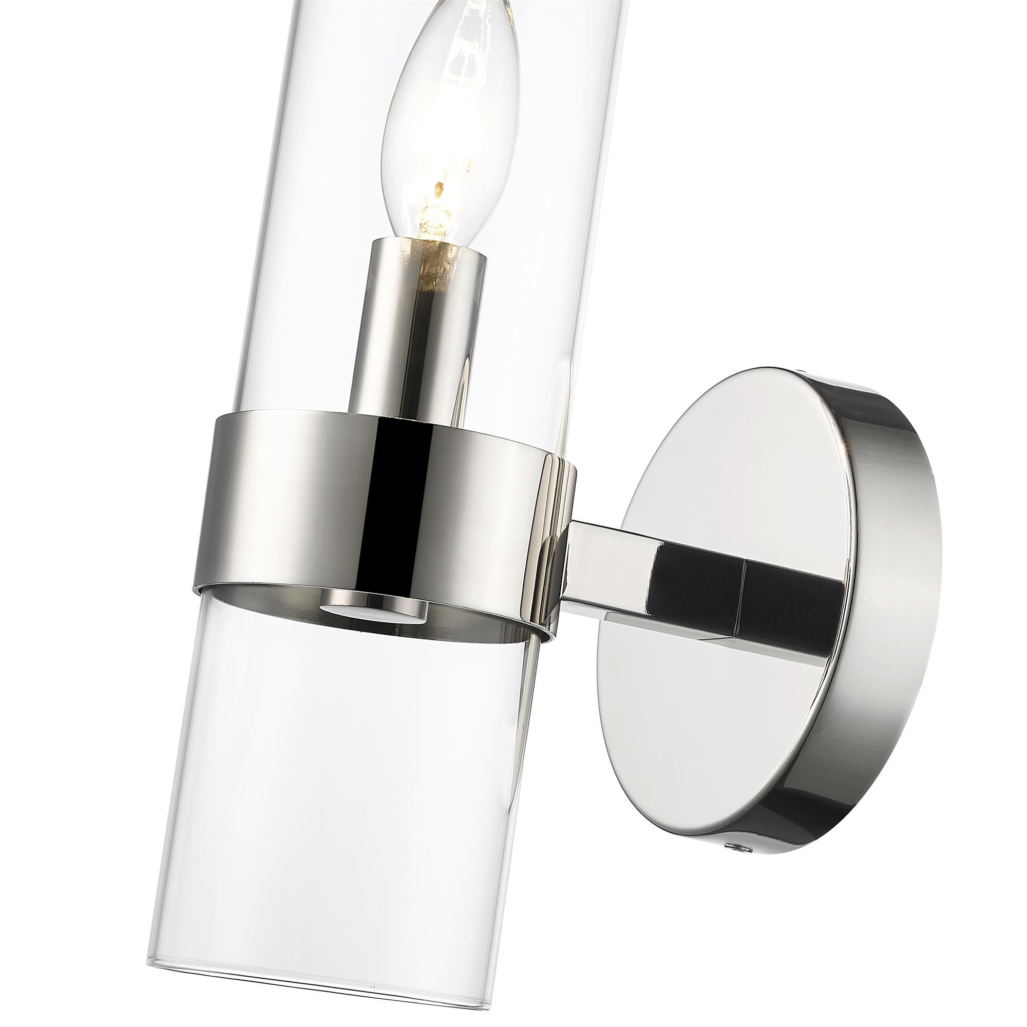 Shown in Polished Nickel finish and Glass shade