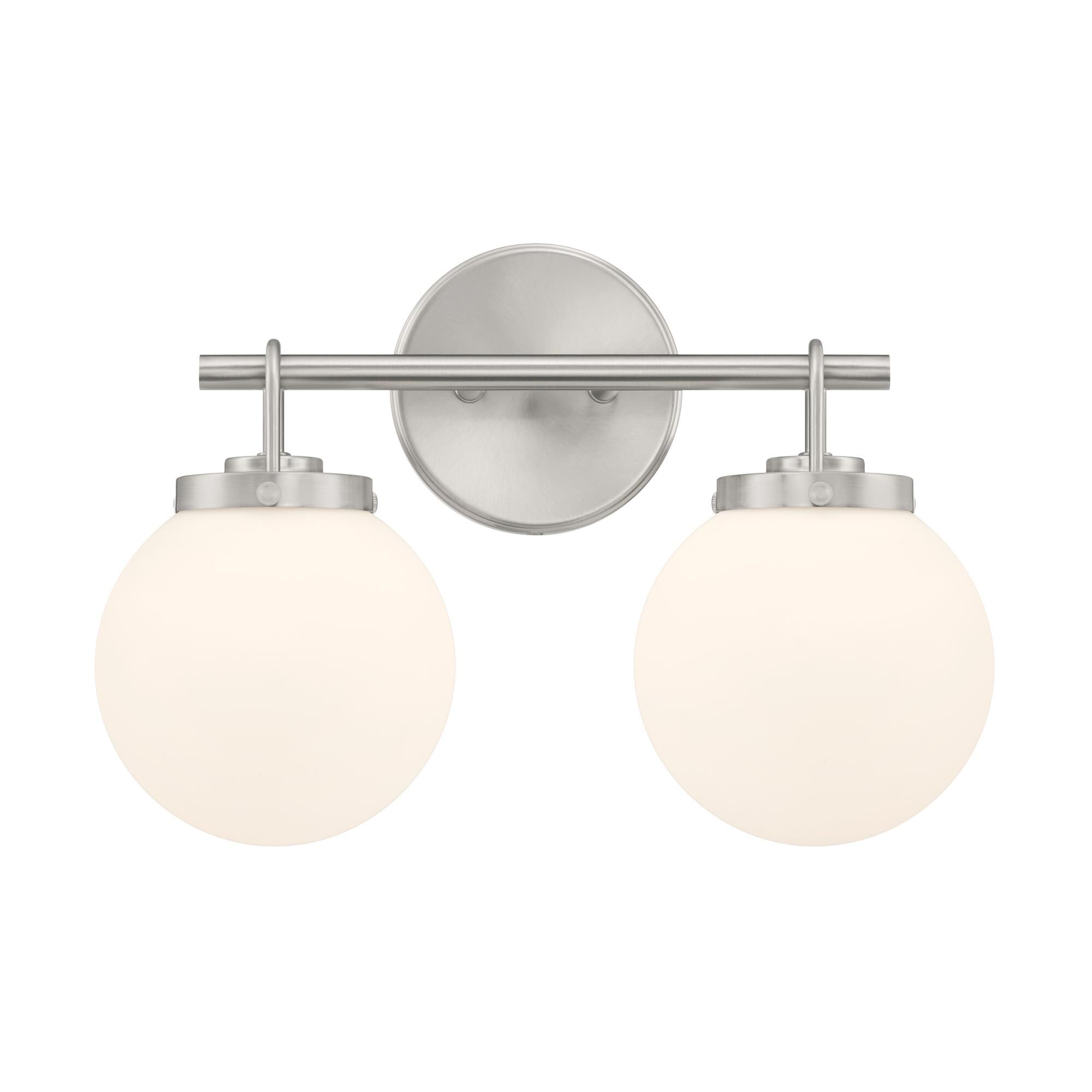 Shown in Brushed Nickel finish and Etched White glass