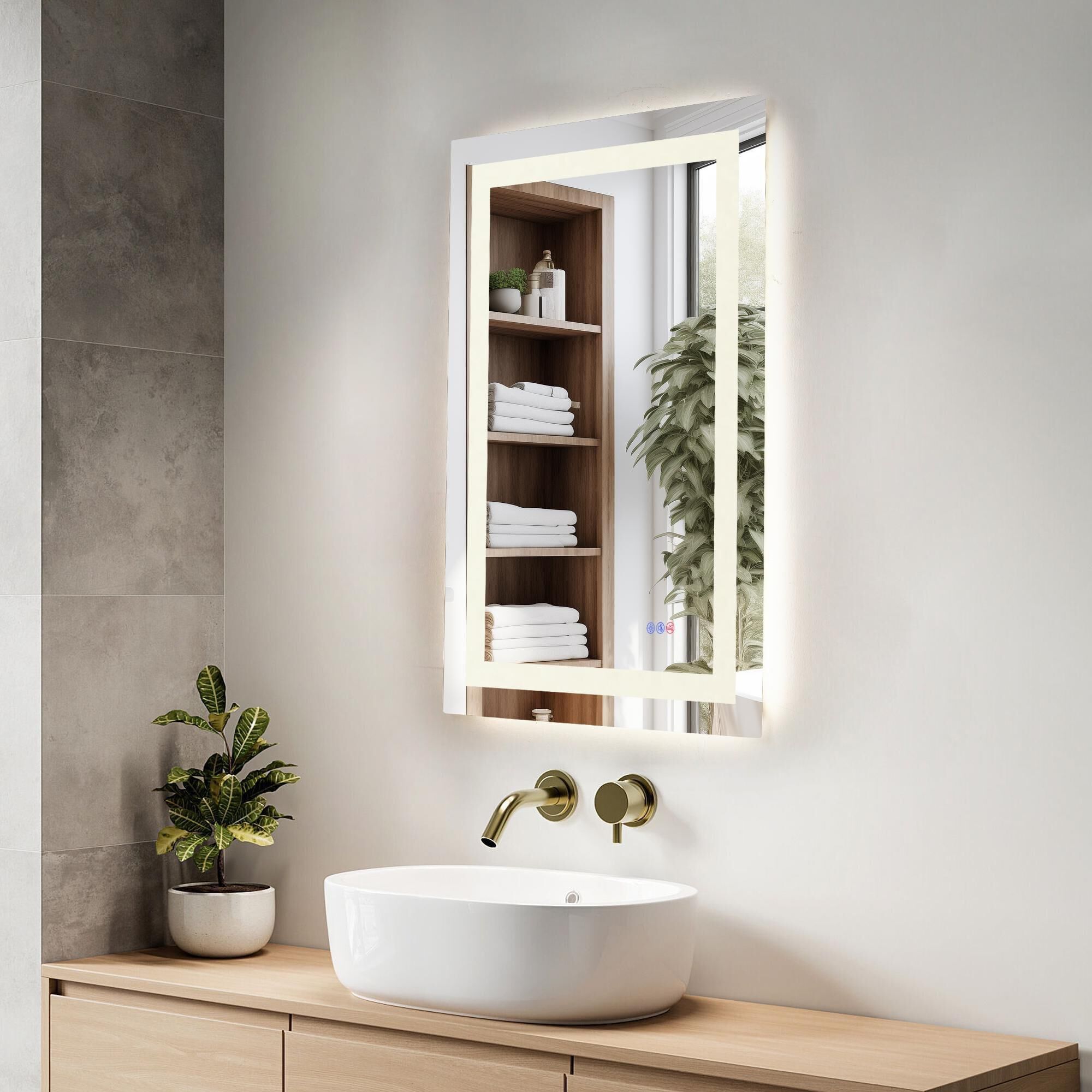 Riven 36 Inch LED Lighted Mirror by Elegant Dcor