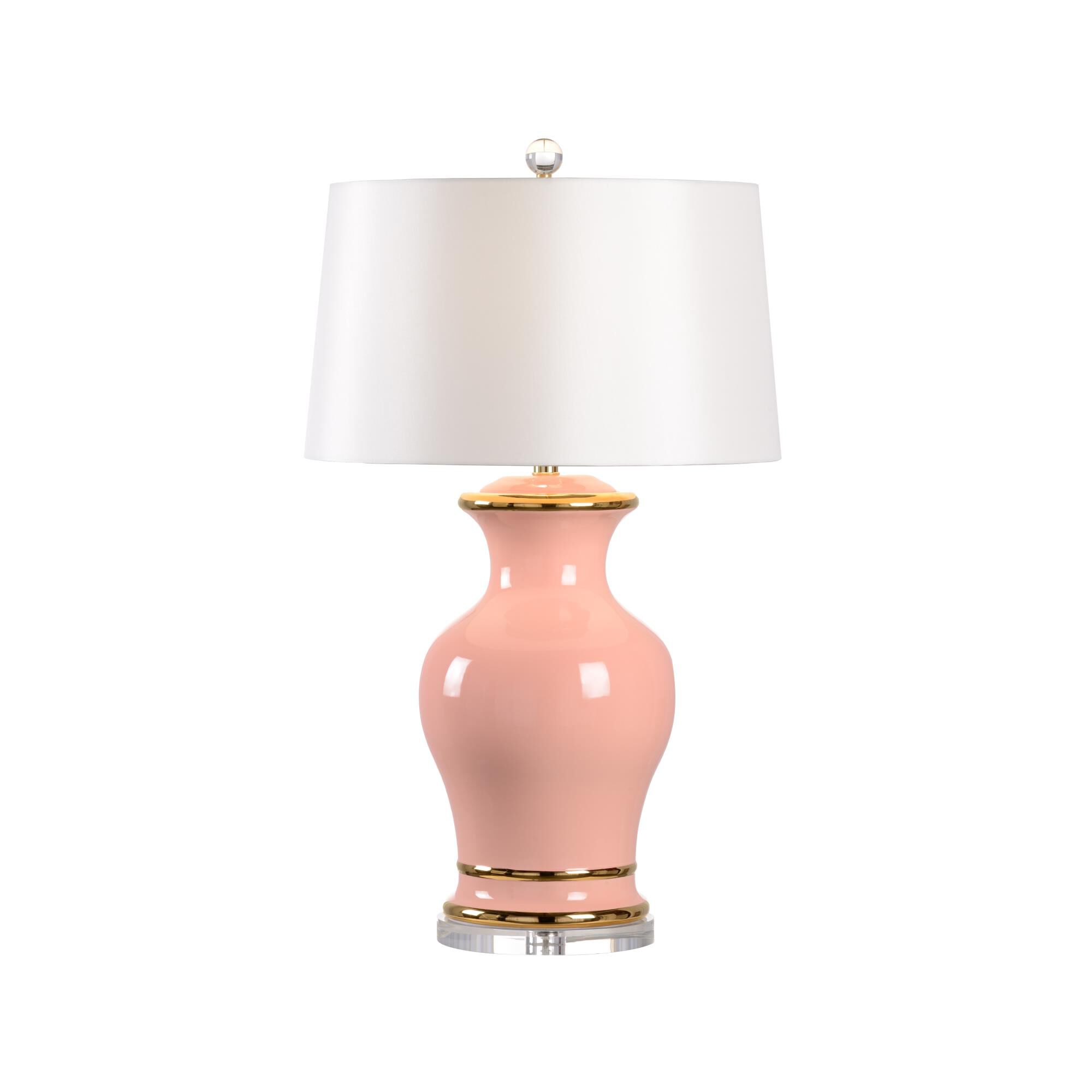 Shown in Coral Glaze/Metallic Gold/Clear finish and Acrylic glass and Off White shade