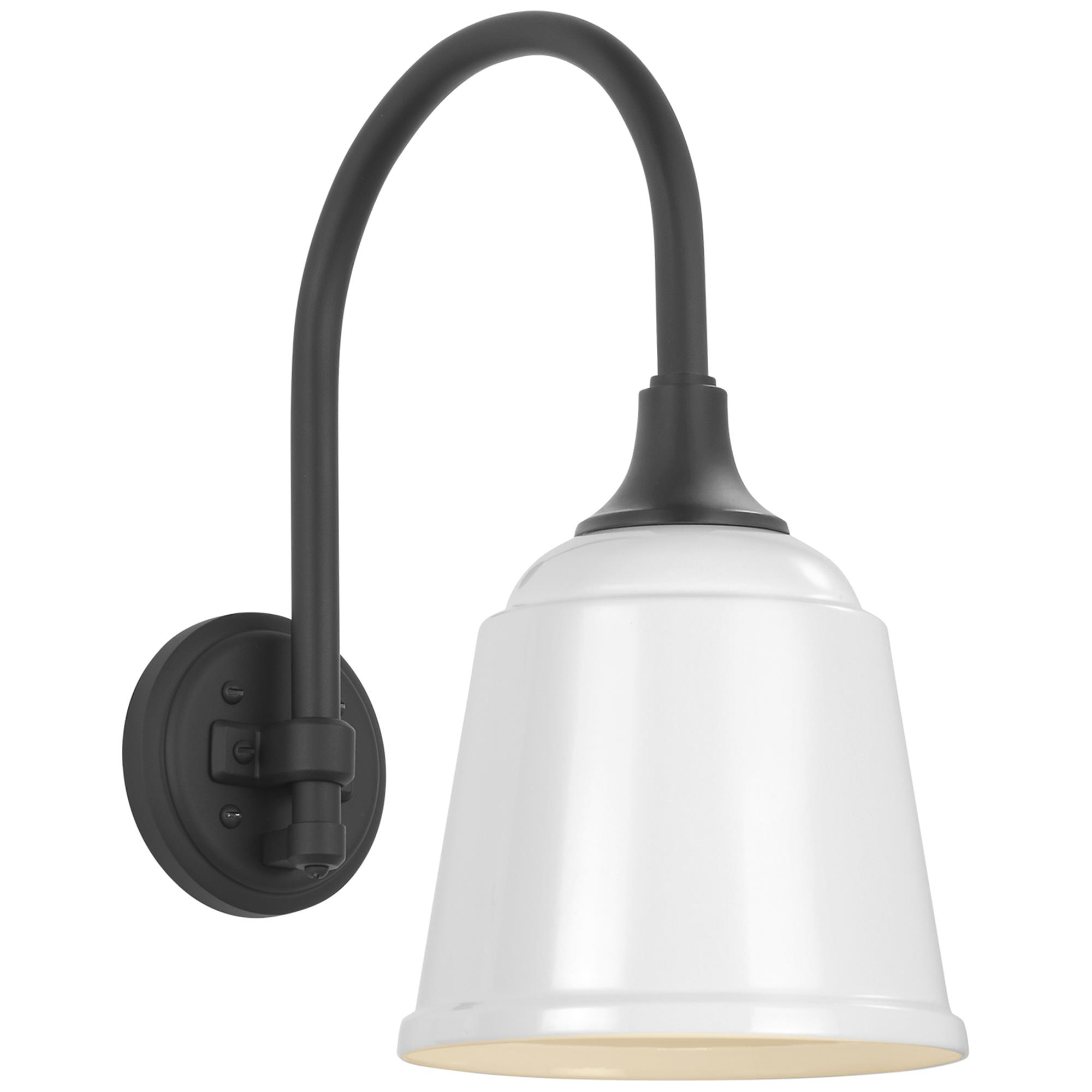 Shown in Matte Black finish and White Rockhouse shade