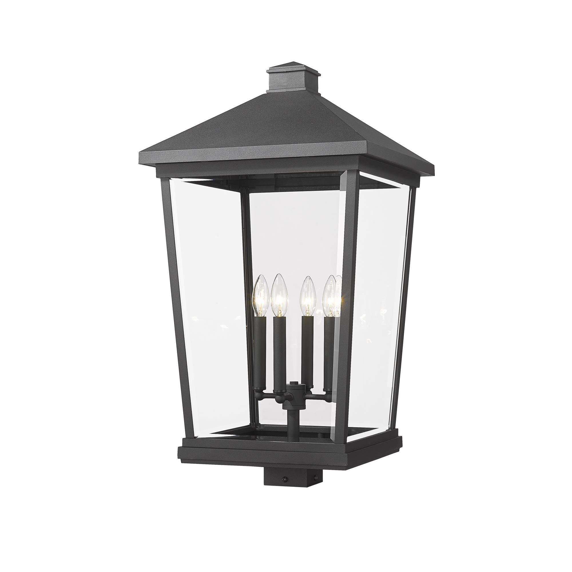 Shown in Black finish and Glass shade