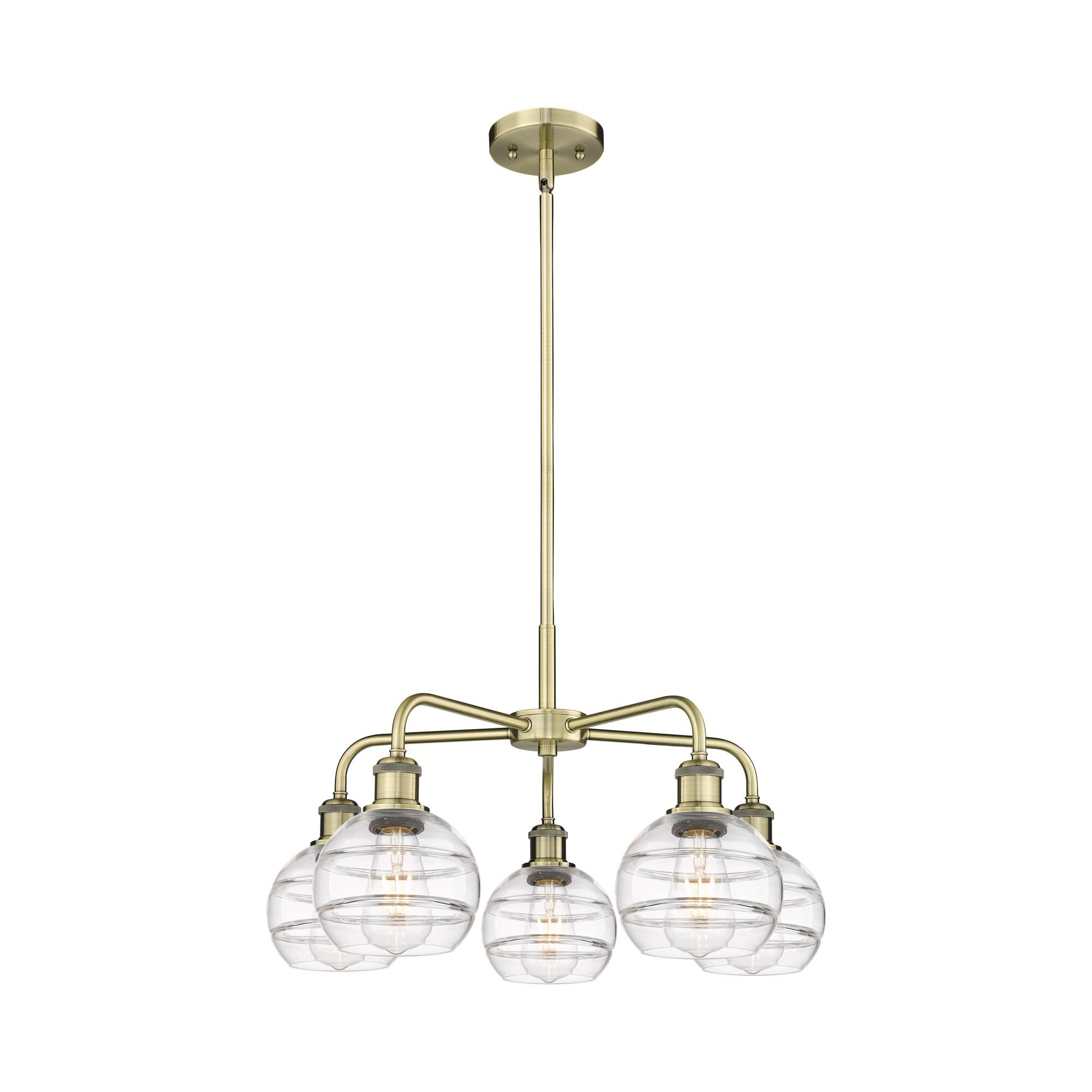 Shown in Antique Brass finish and Clear glass