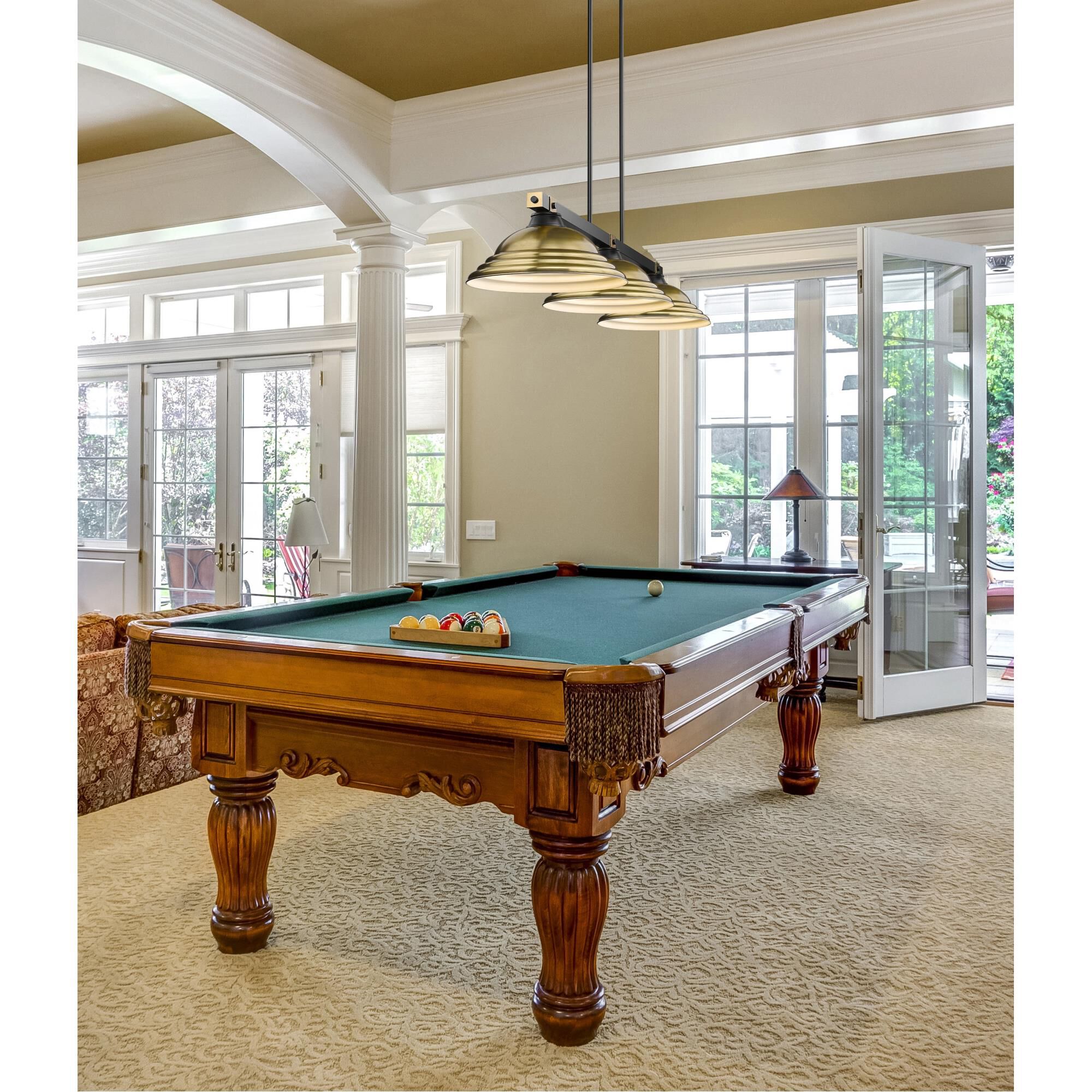 Shown in Matte Black + Rubbed Brass finish and Rubbed Brass glass and Rubbed Brass shade