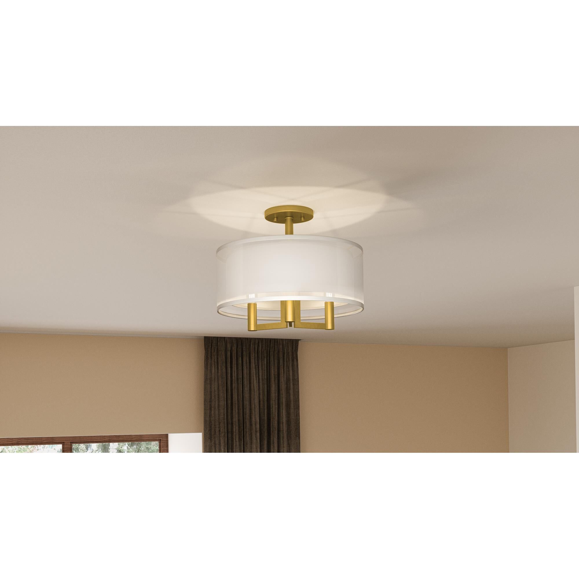 Bodnar 15 Inch 3 Light Semi Flush Mount by Quoizel