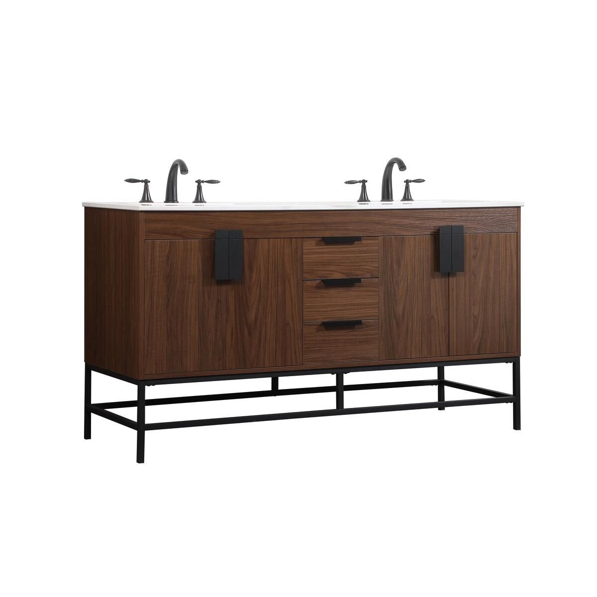 Shown in Walnut finish and Without Backsplash accent