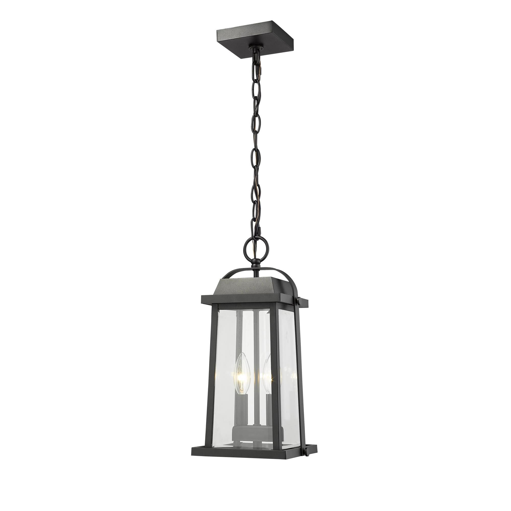Shown in Black finish and Glass shade