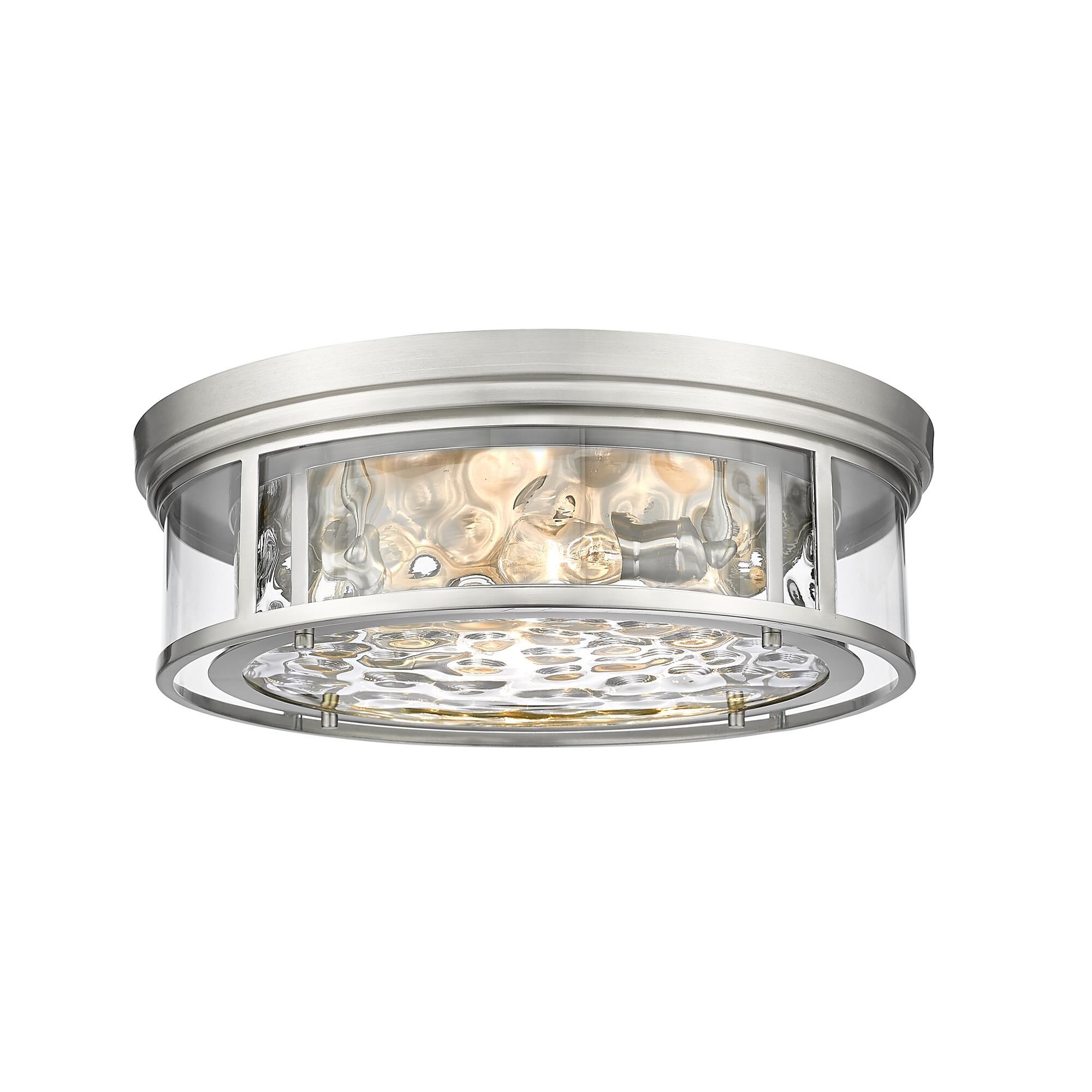 Shown in Brushed Nickel finish and Glass shade