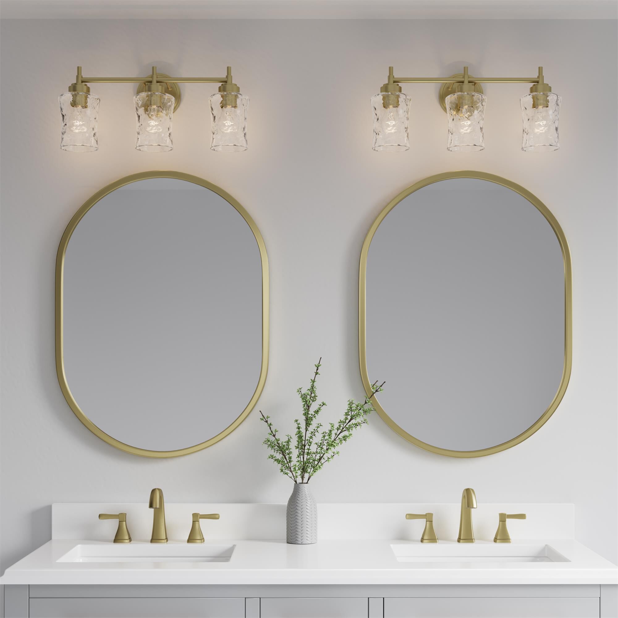 Shown in Vintage Brass finish and Clear Stone Water glass