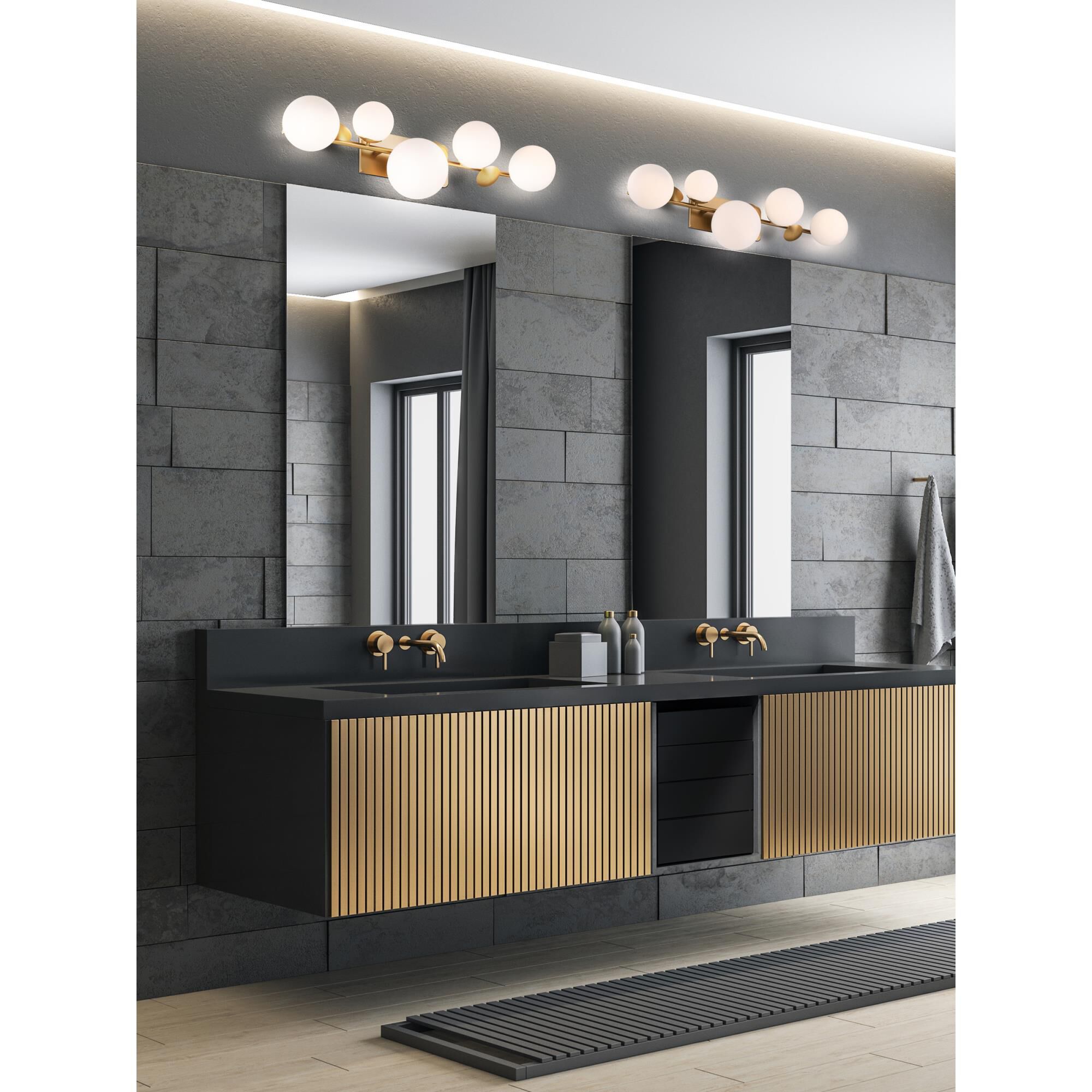 Shown in Gold finish and Opal glass