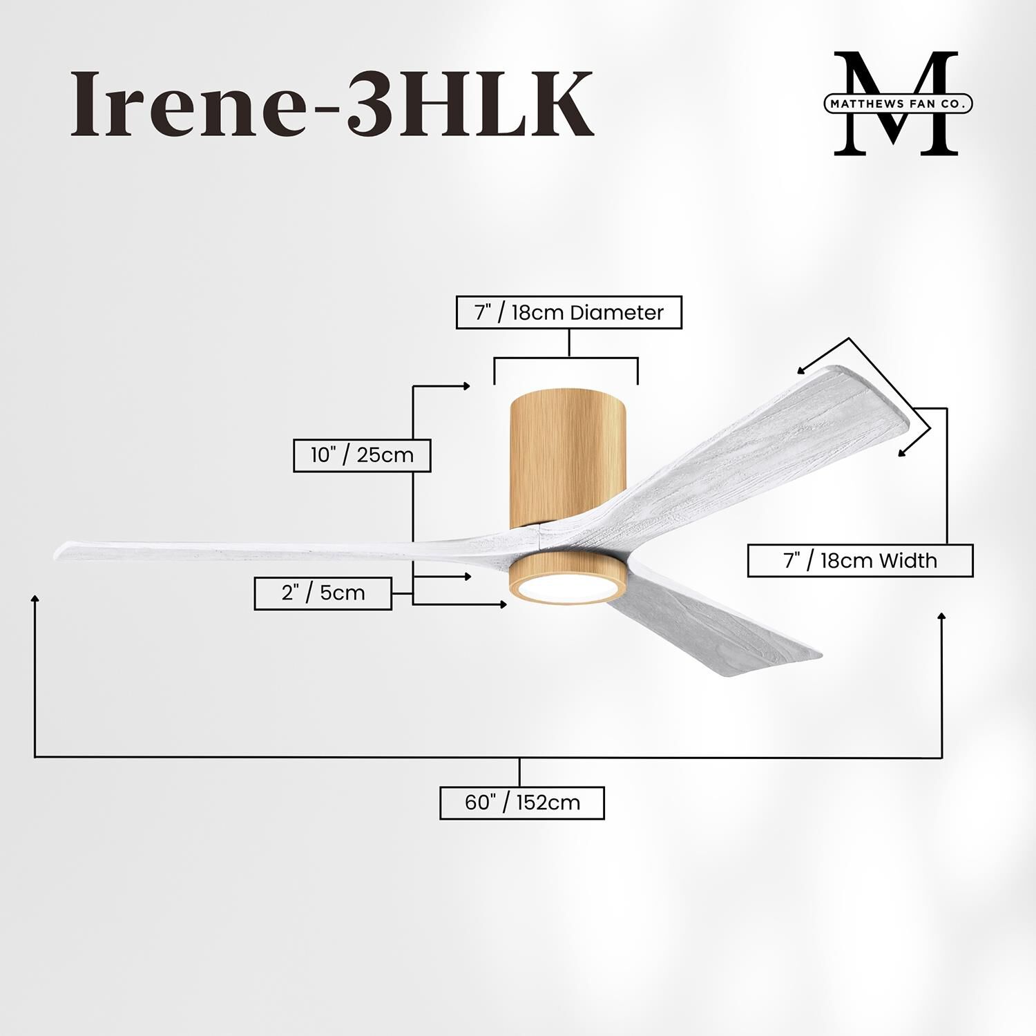 Irene 60 Inch Flush Mount Fan with Light Kit by Matthews Fan Company