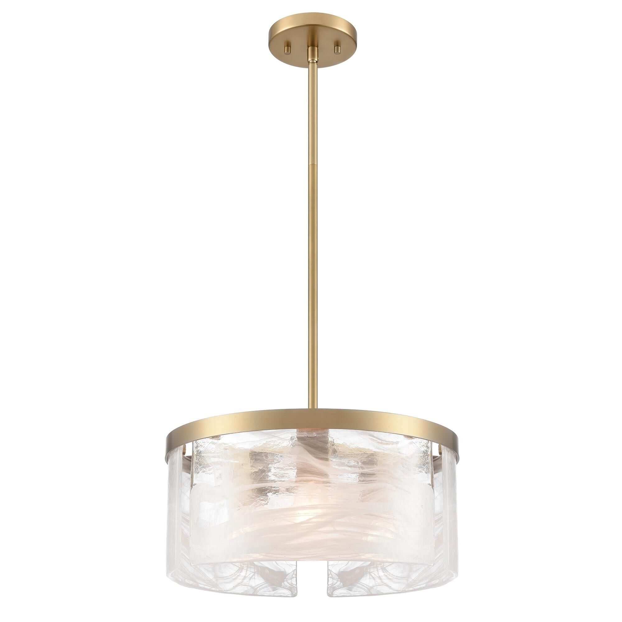 Shown in Brass finish and Clear Alabaster glass