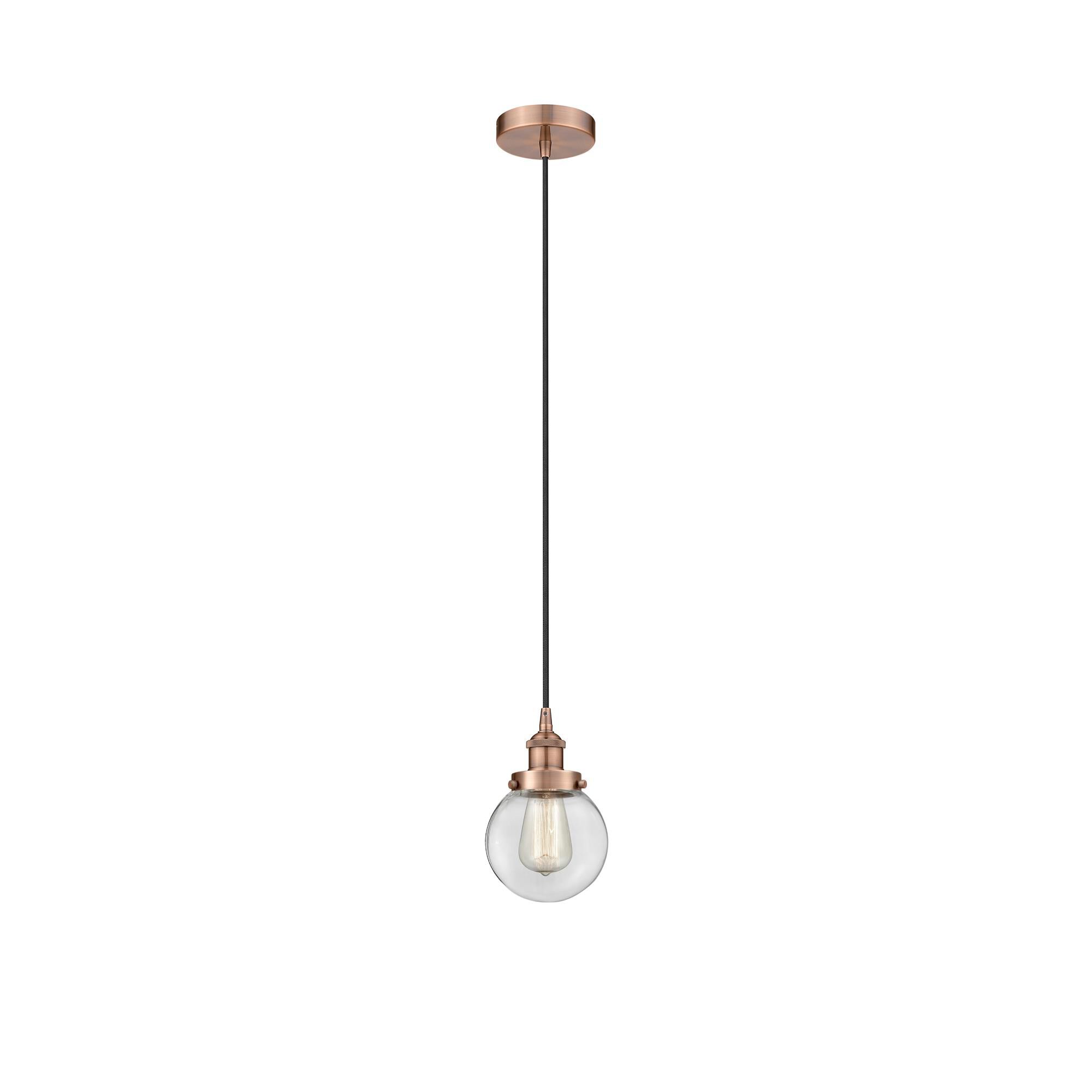 Shown in Antique Copper finish and Clear glass