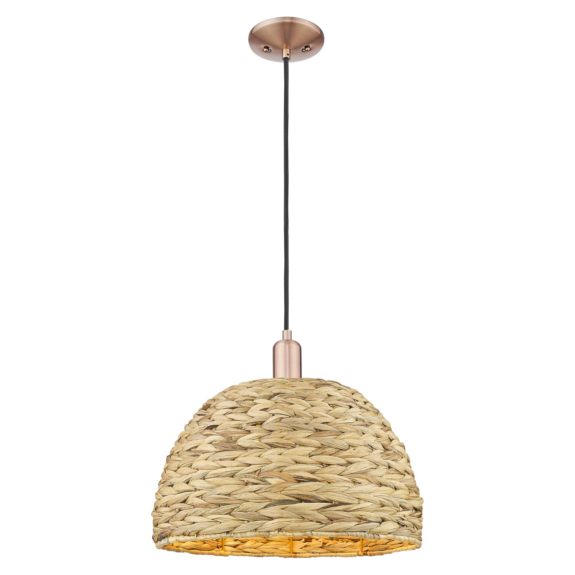 Shown in Antique Copper finish and Natural shade