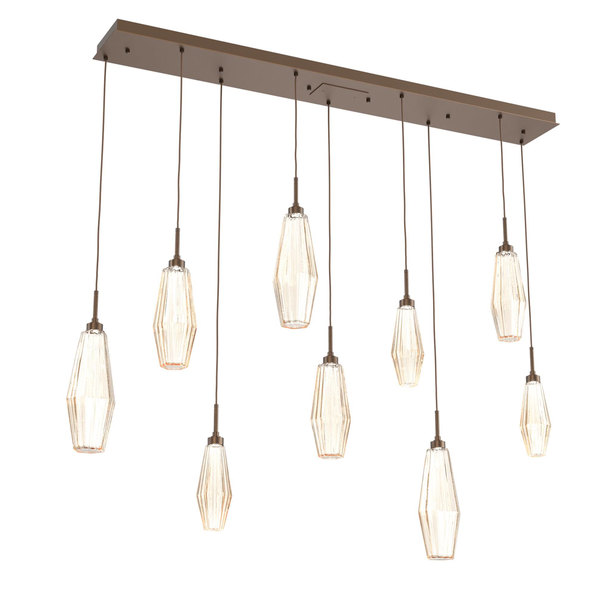 Shown in Flat Bronze finish and Optic Rib Amber glass