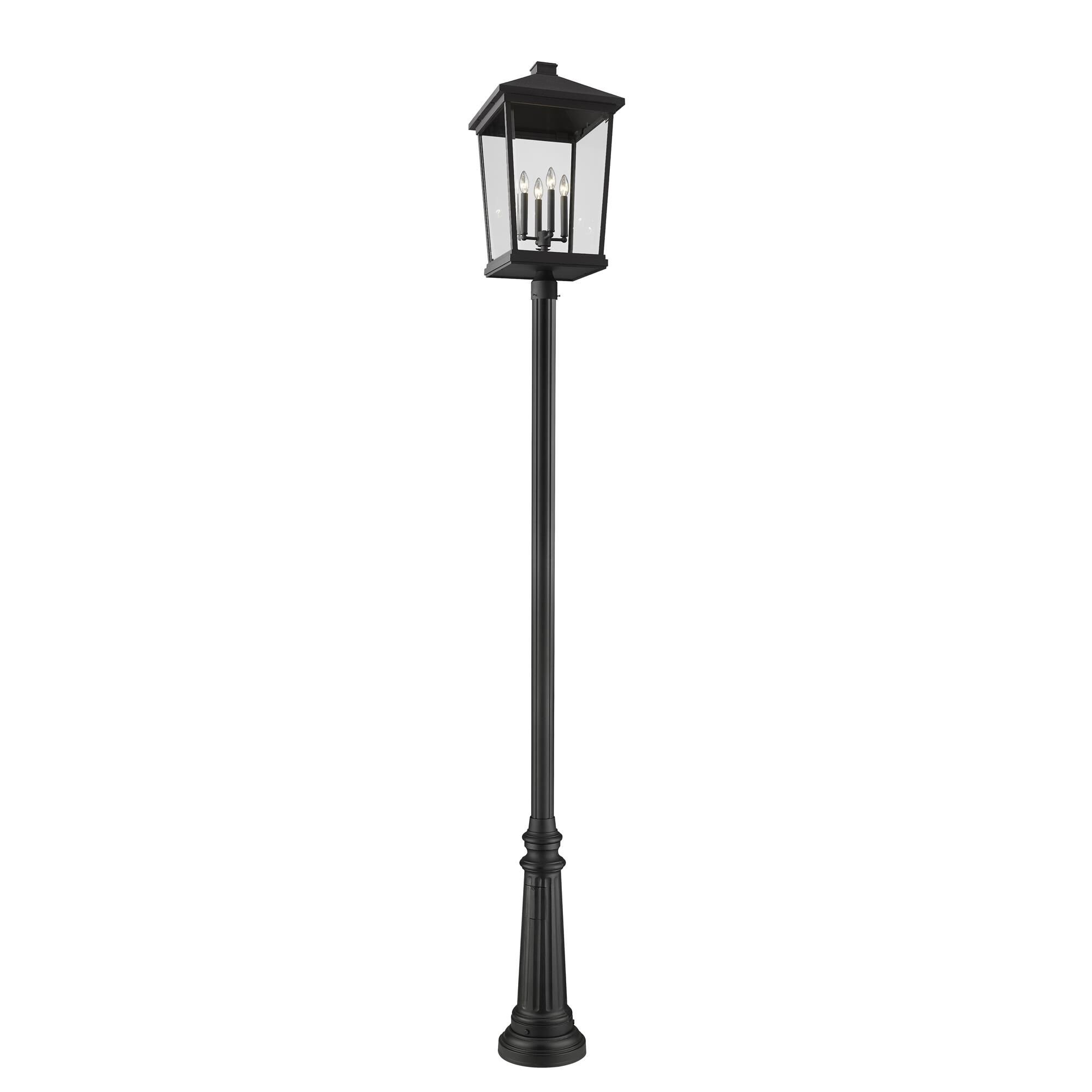 Shown in Black finish and Glass shade