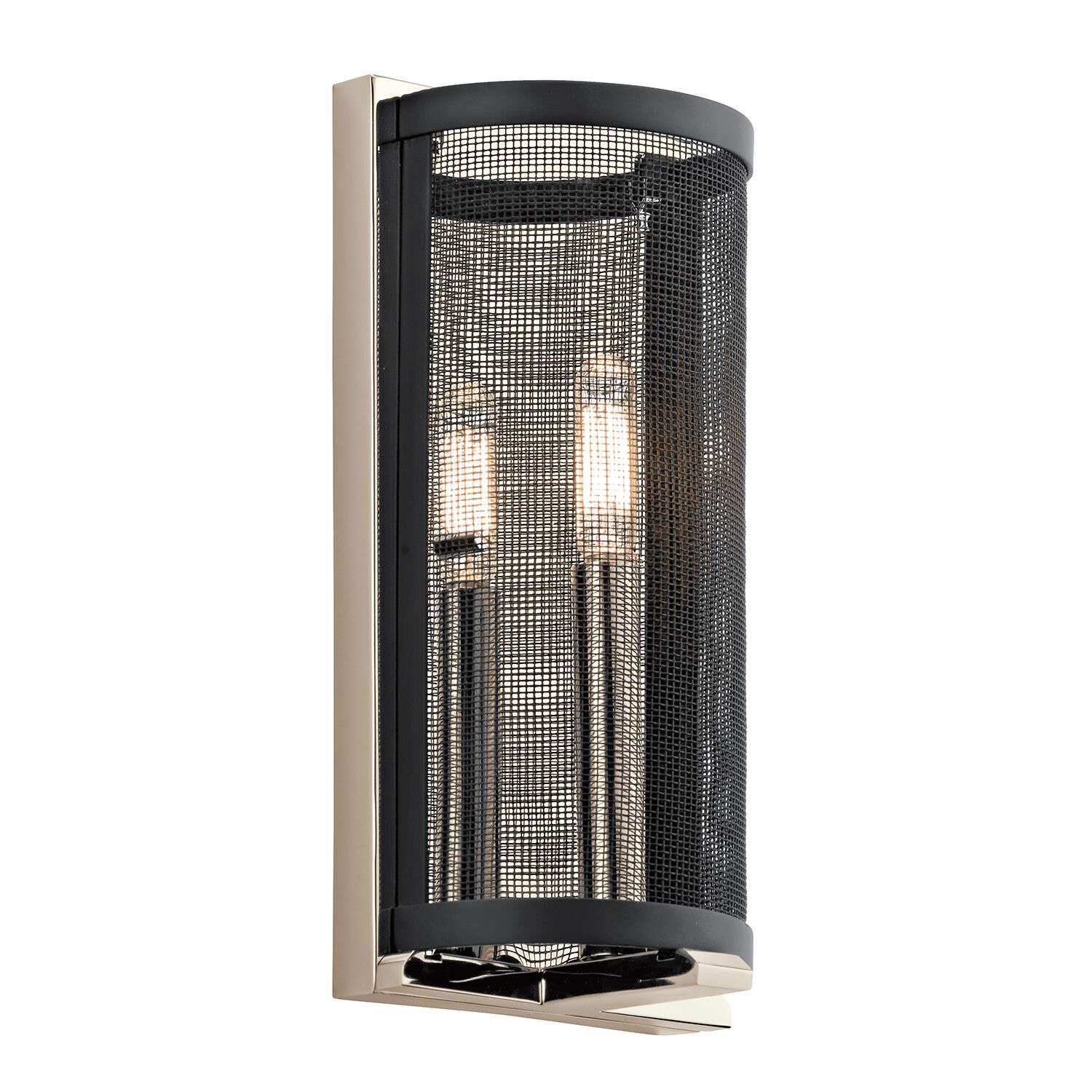 Shown in Polished Nickel finish and Black Steel Mesh shade