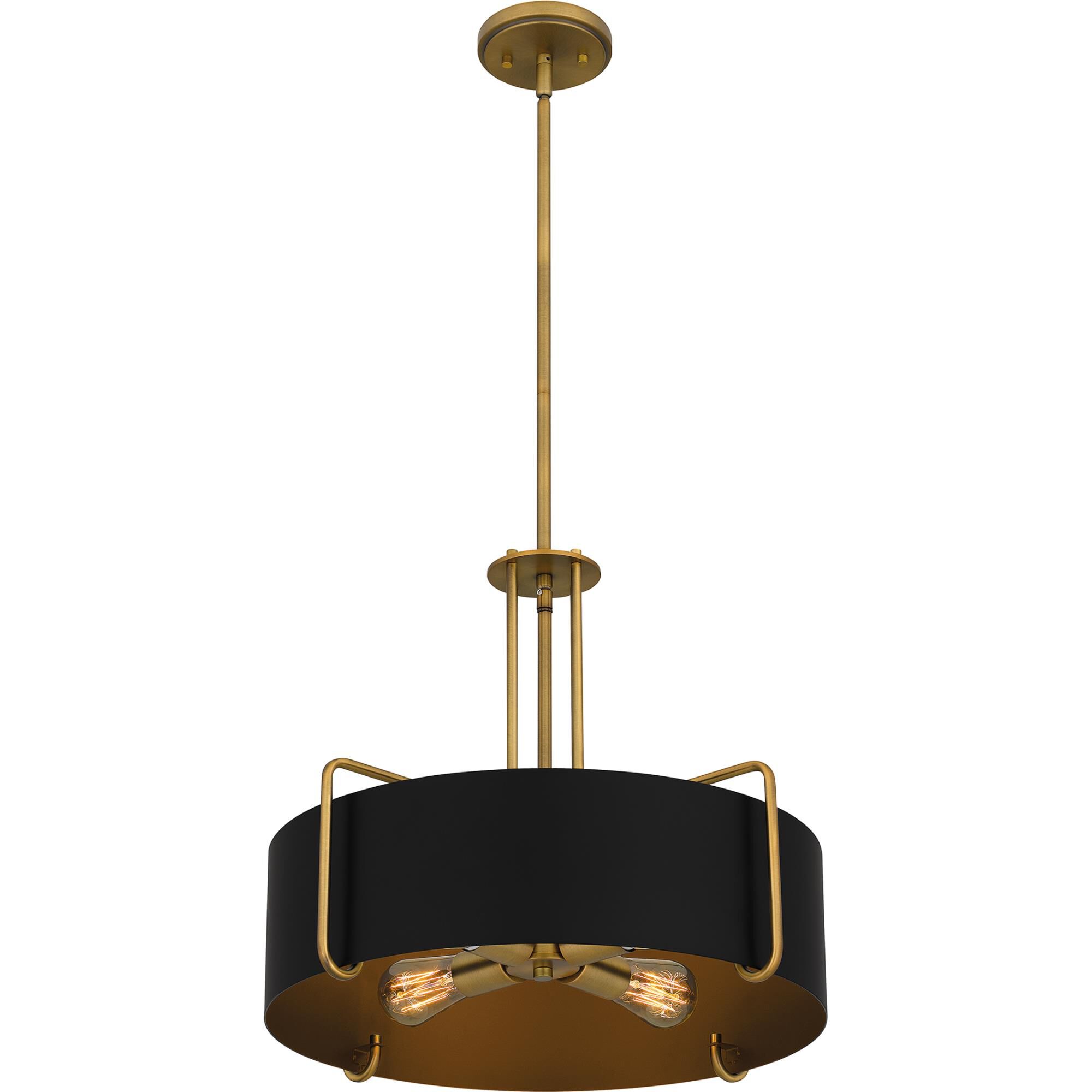 Shown in Aged Brass finish and Metal shade