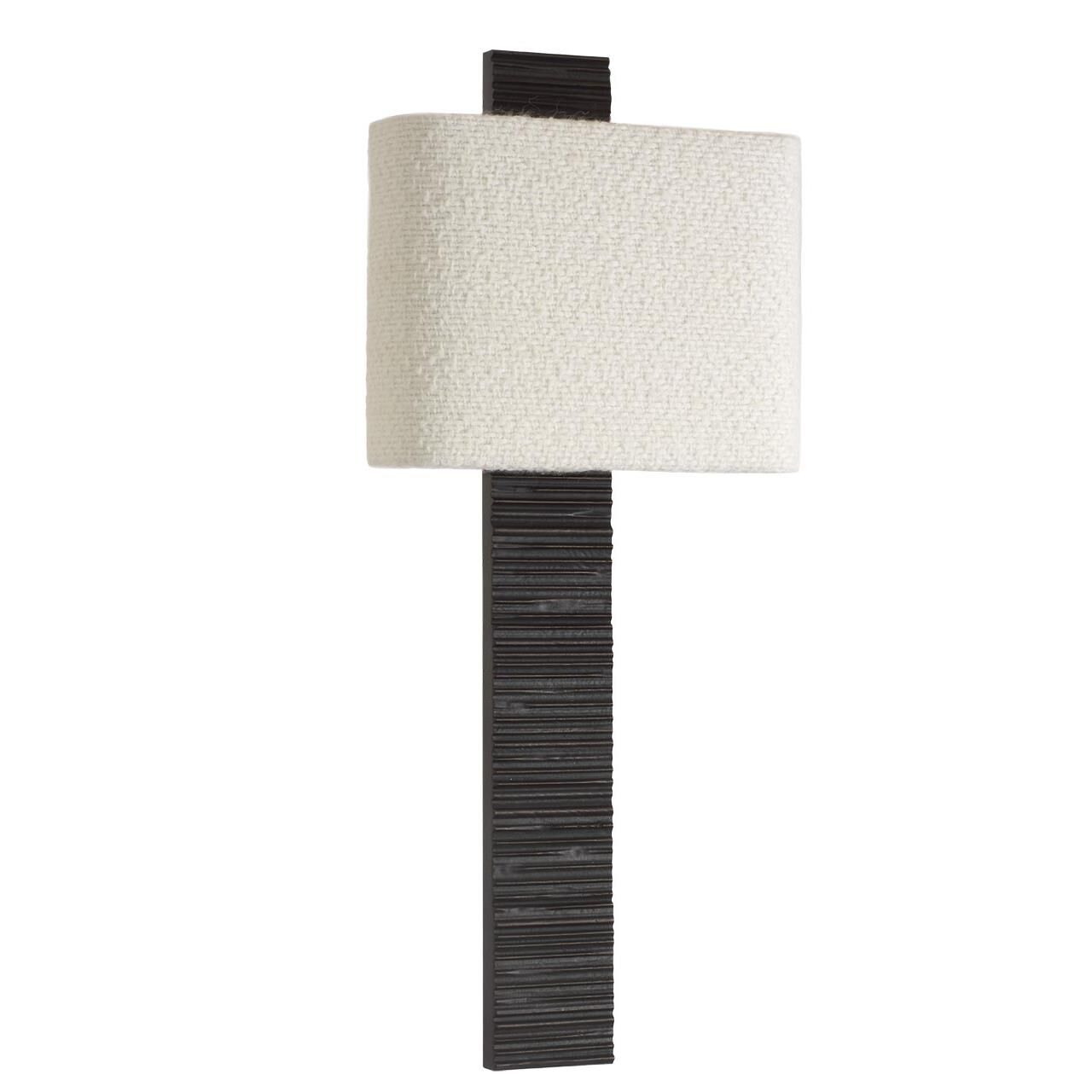Shown in Ridged Carbon finish and Boucle Rectangle shade