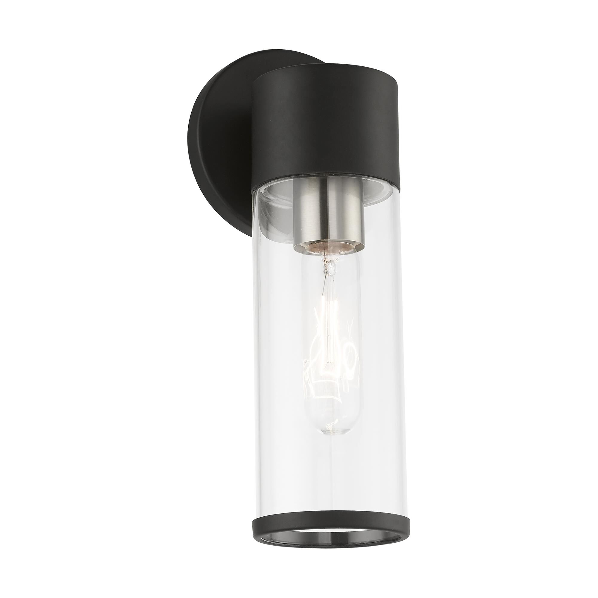 Shown in Black with Brushed Nickel Accent finish and Clear glass