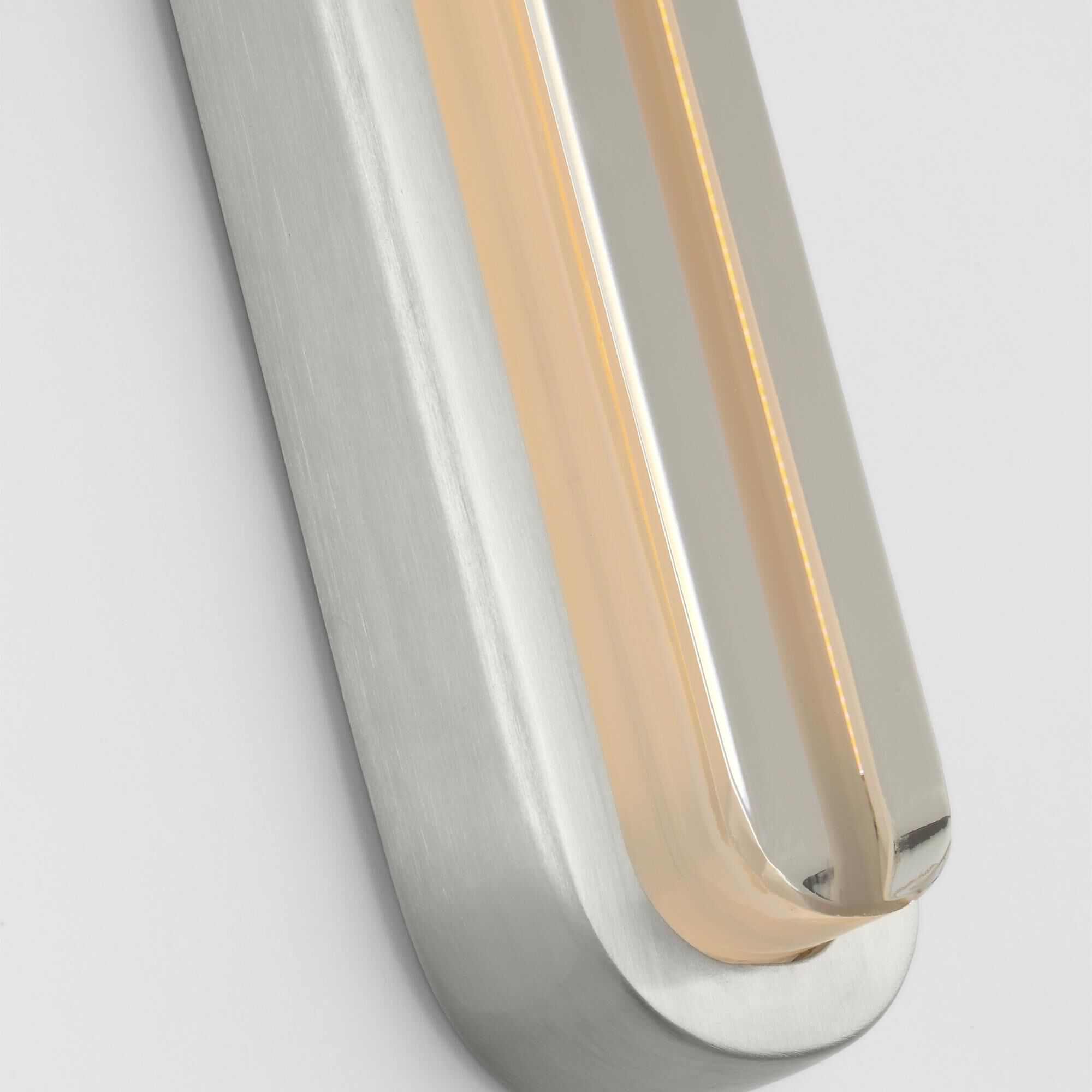 Shown in Satin Nickel finish and Clear Crystal glass