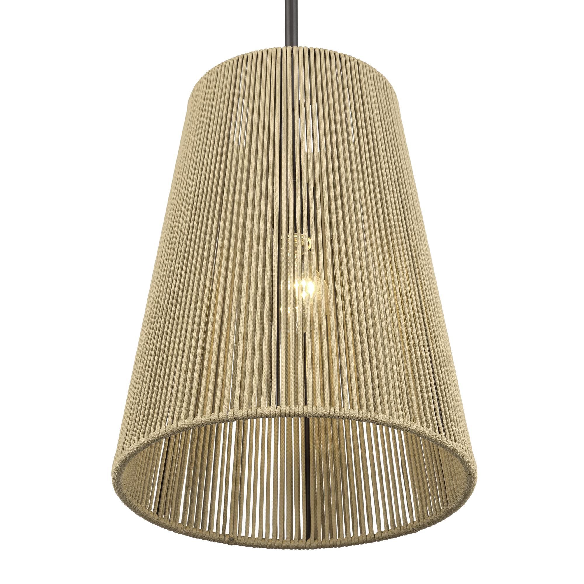 Shown in English Bronze finish and Hand-Woven Venetian Gold Color Polyester Rope shade