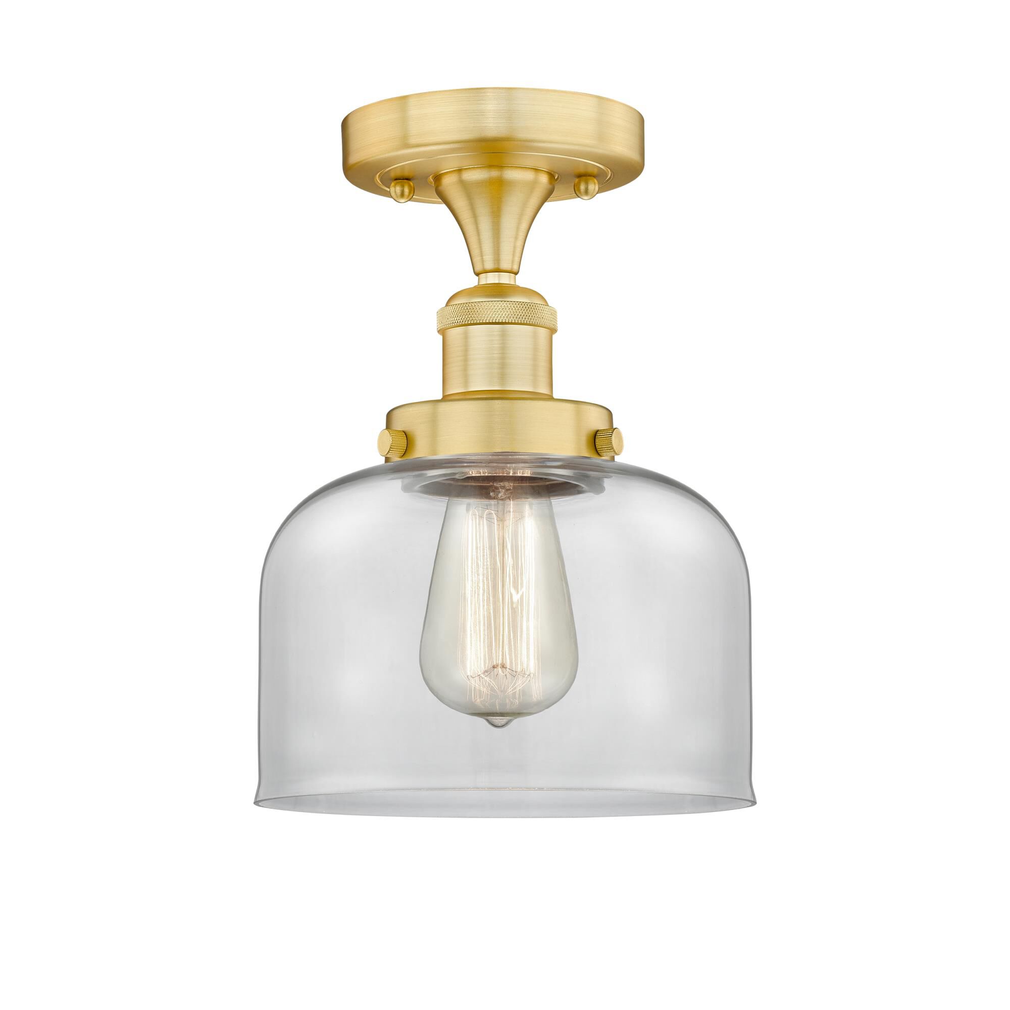 Shown in Satin Gold finish and Clear glass