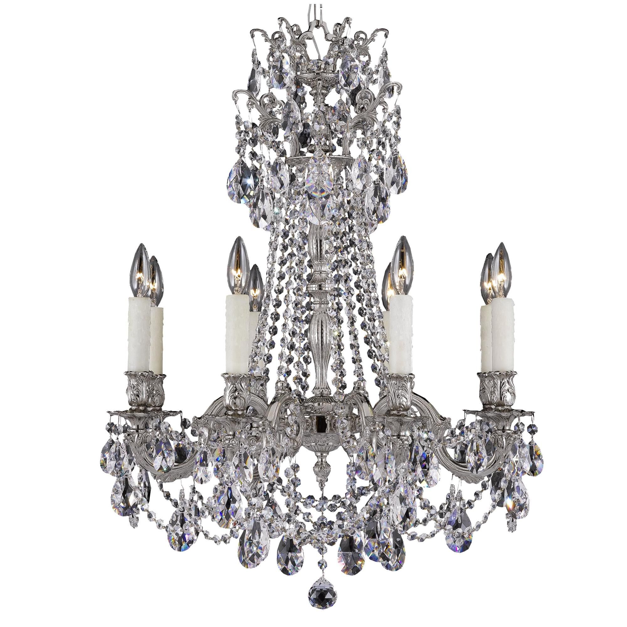 Shown in Silver finish and Oval Precision crystal and Pale Ivory Wax Candle Cover accent