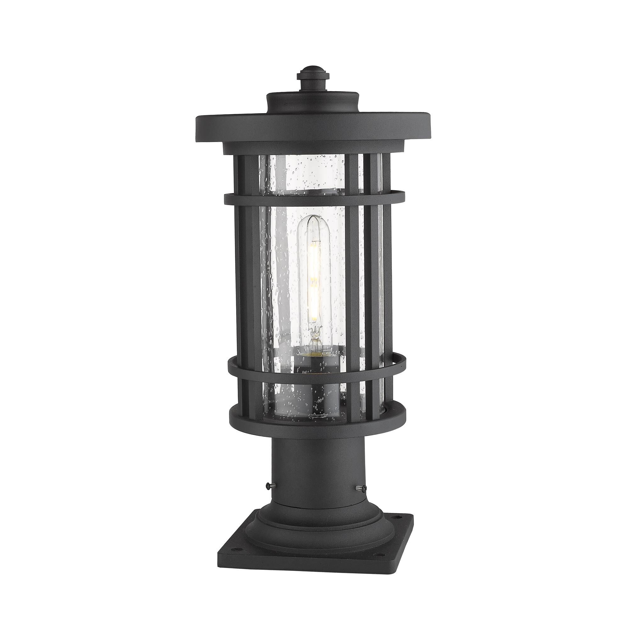 Shown in Black finish and Glass shade